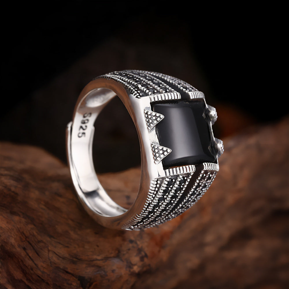 Troy - Black Stone Silver Ring