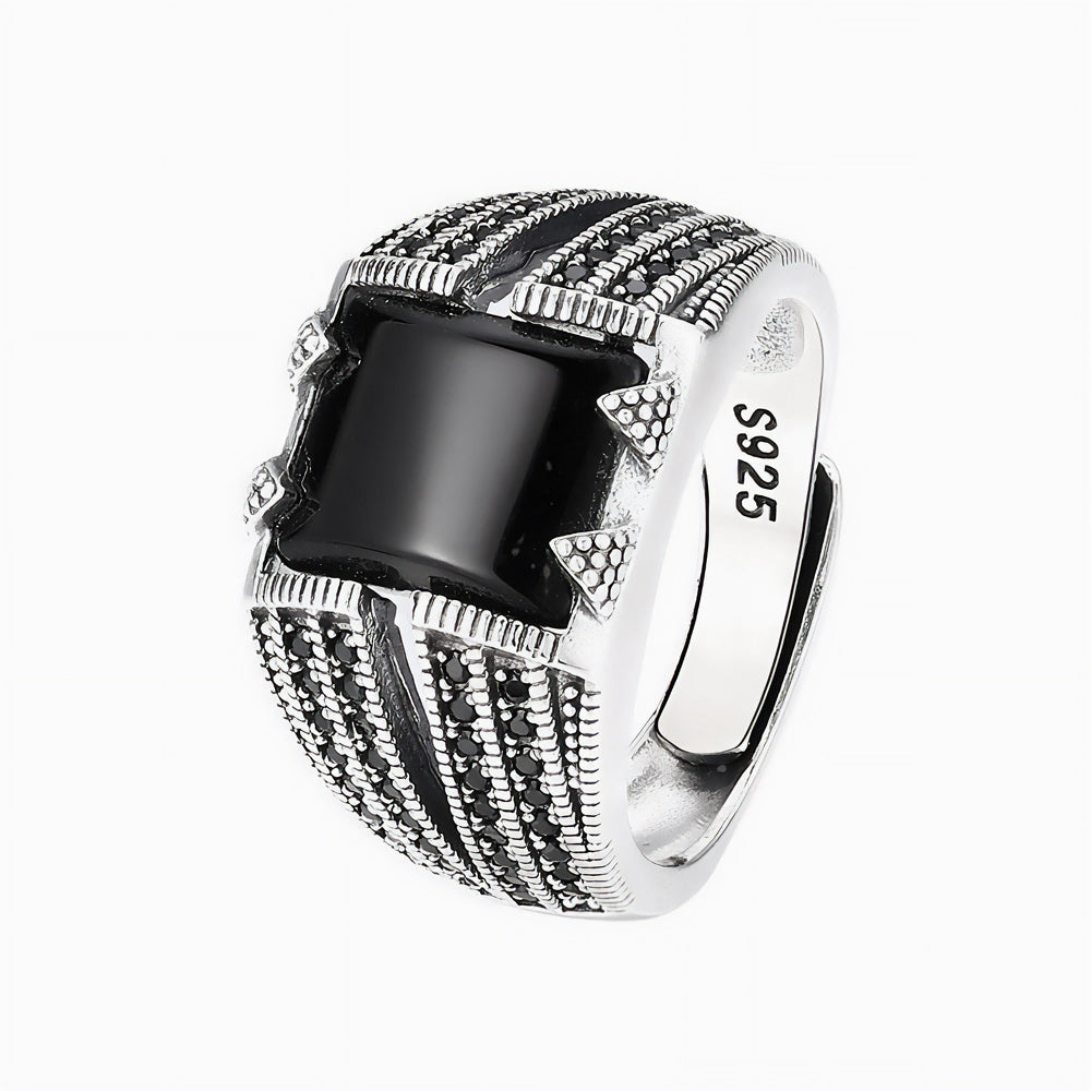 Troy - Black Stone Silver Ring