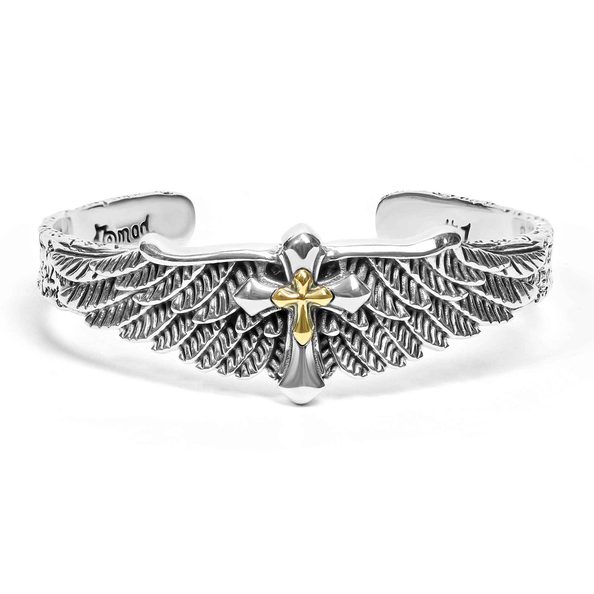 Calvi - Bracciale Rigido in Argento con Ali d’Angelo e Croce