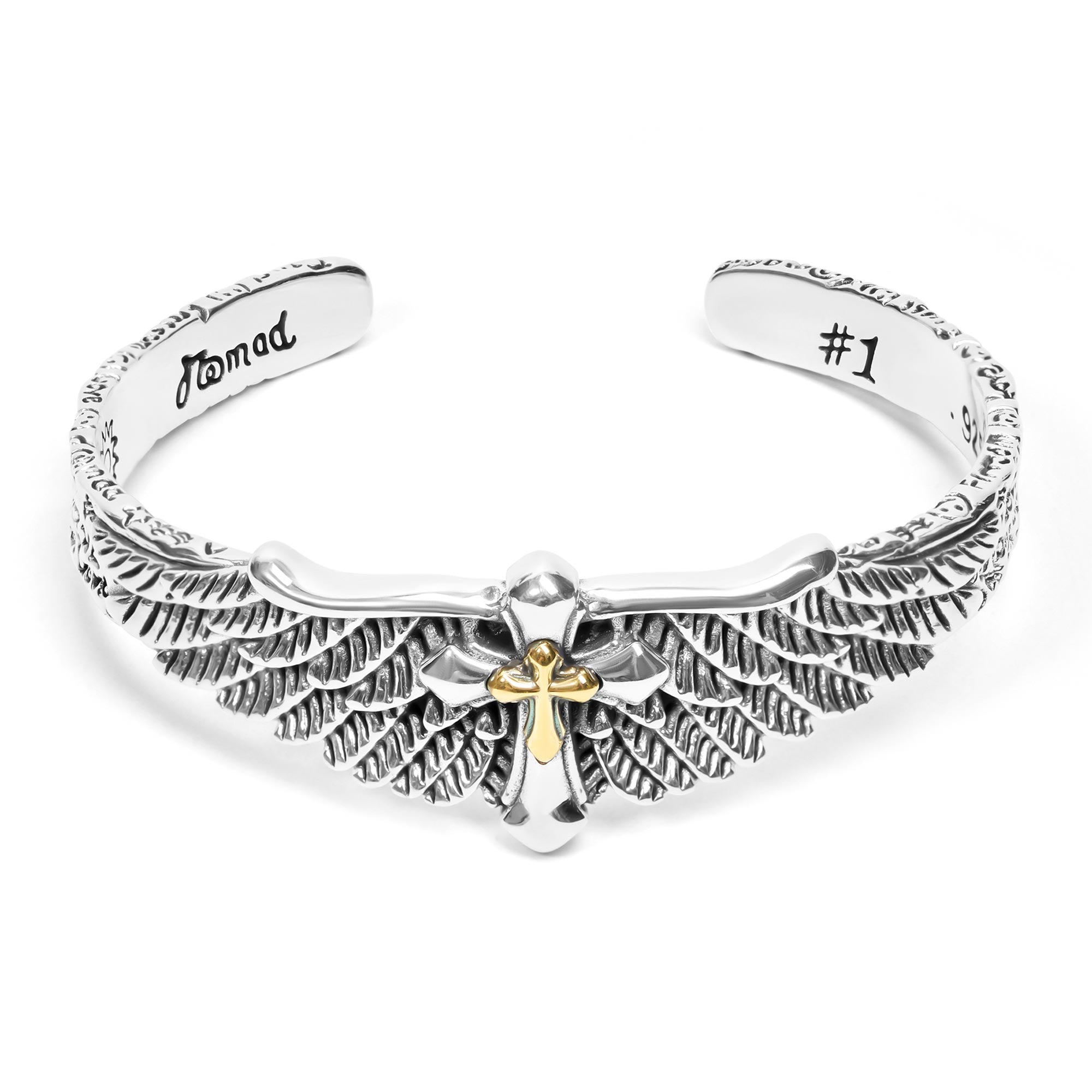 Calvi - Bracciale Rigido in Argento con Ali d’Angelo e Croce