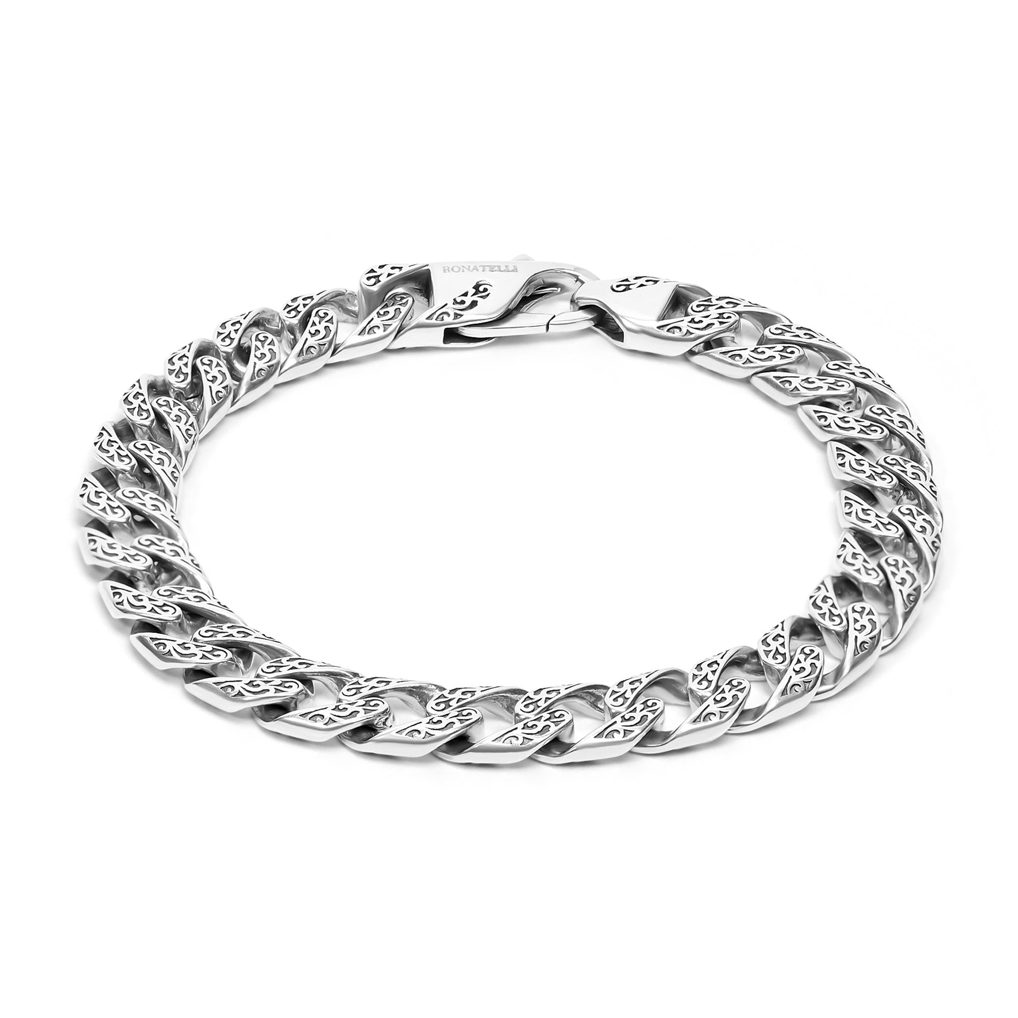 Fulda - Embroidery Patterned Silver Chain Bracelet