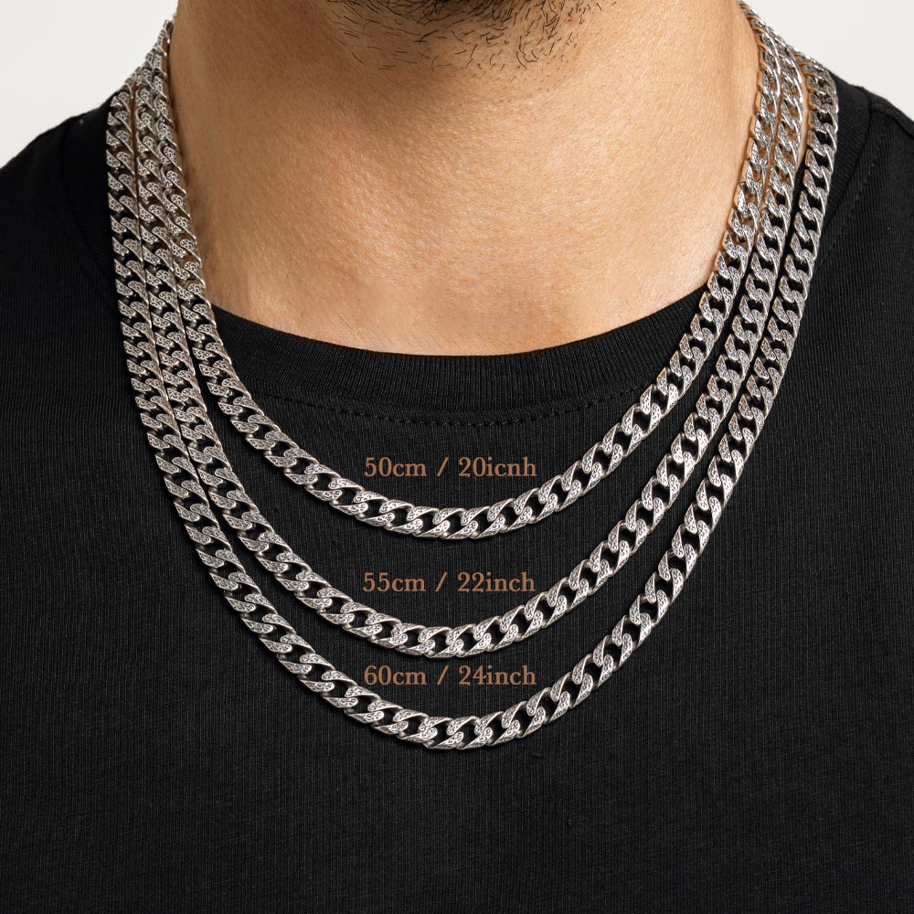 Fulda - Embroidery Patterned Silver Chain Necklace