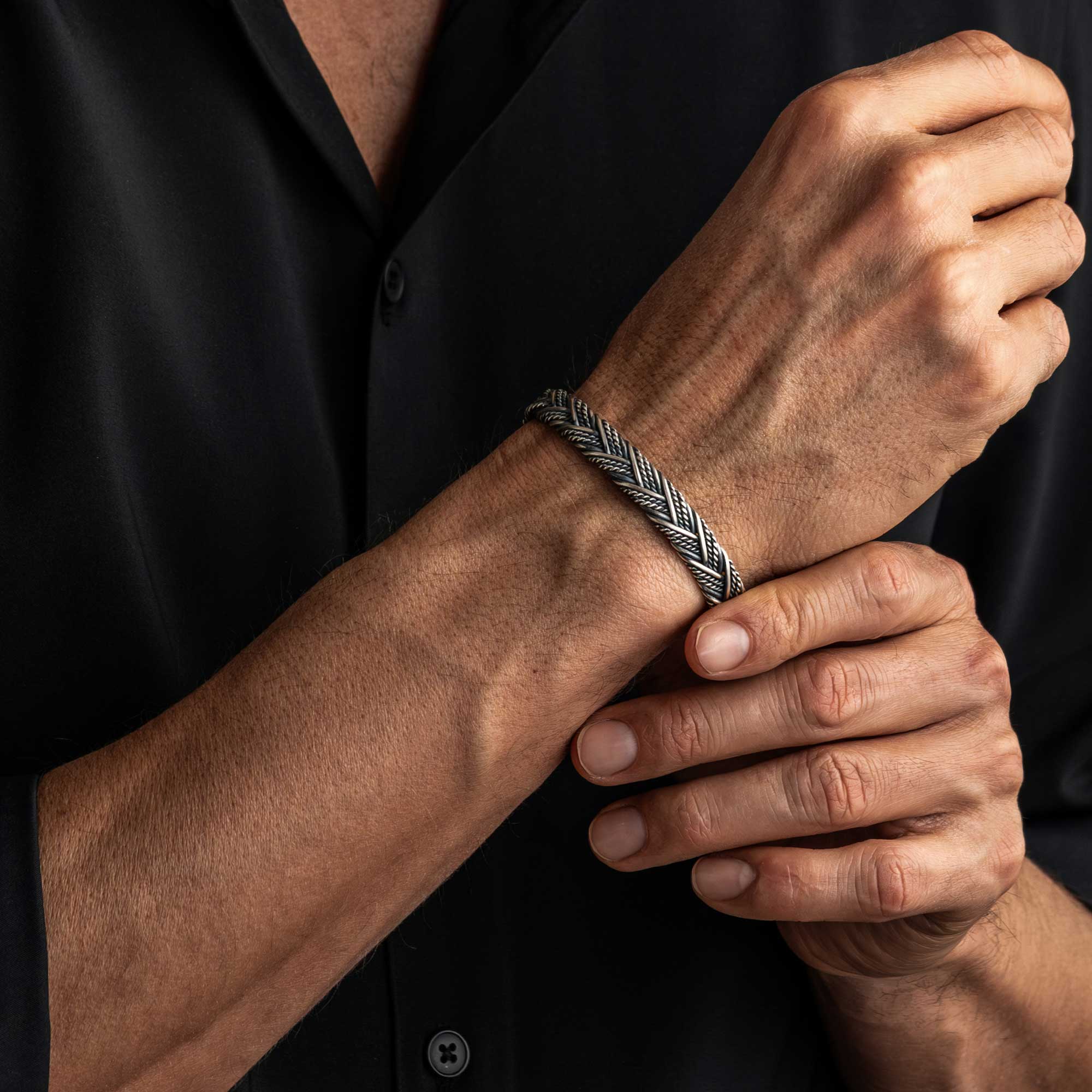 Milan - Silver Handwoven Bangle Bracelet