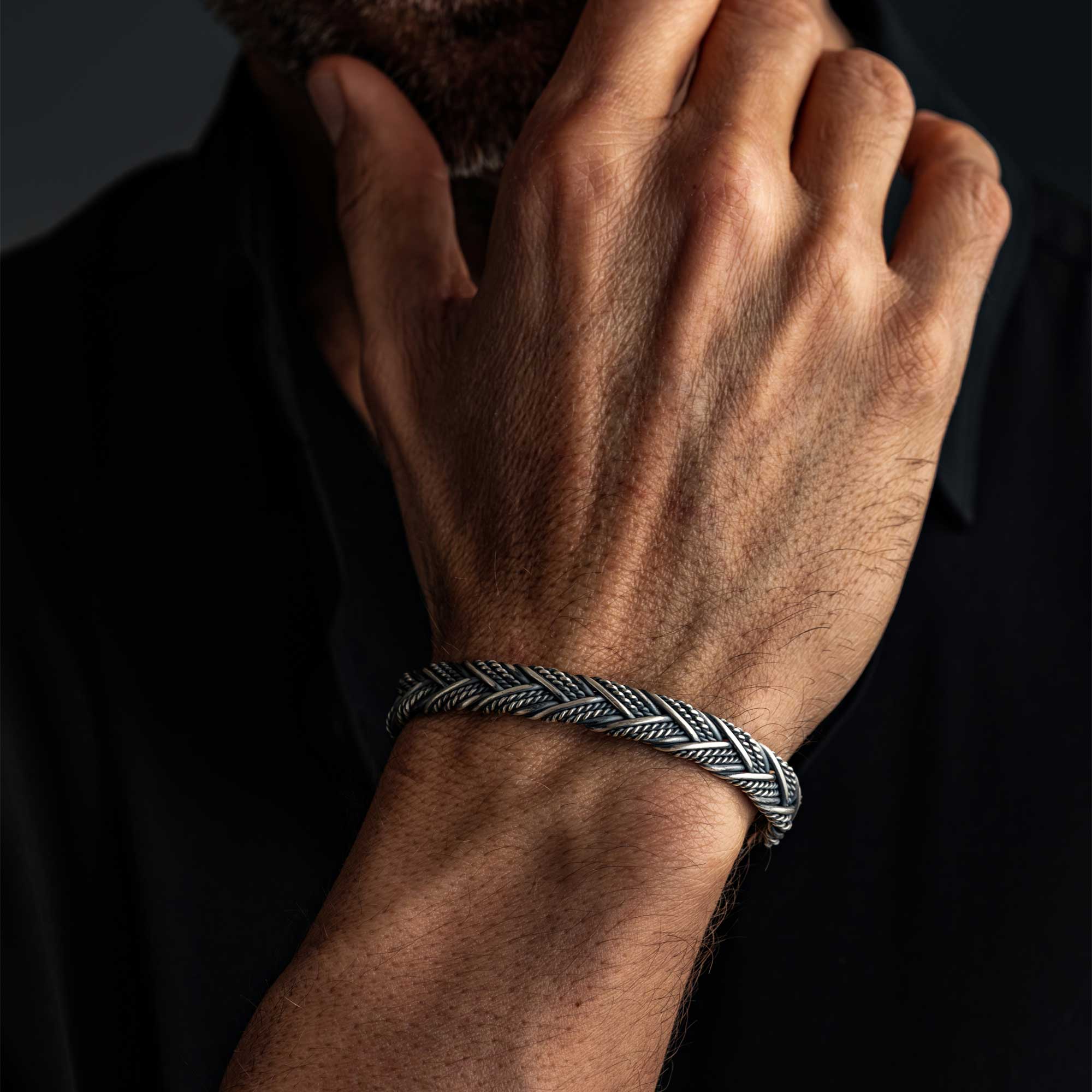 Milan - Silver Handwoven Bangle Bracelet