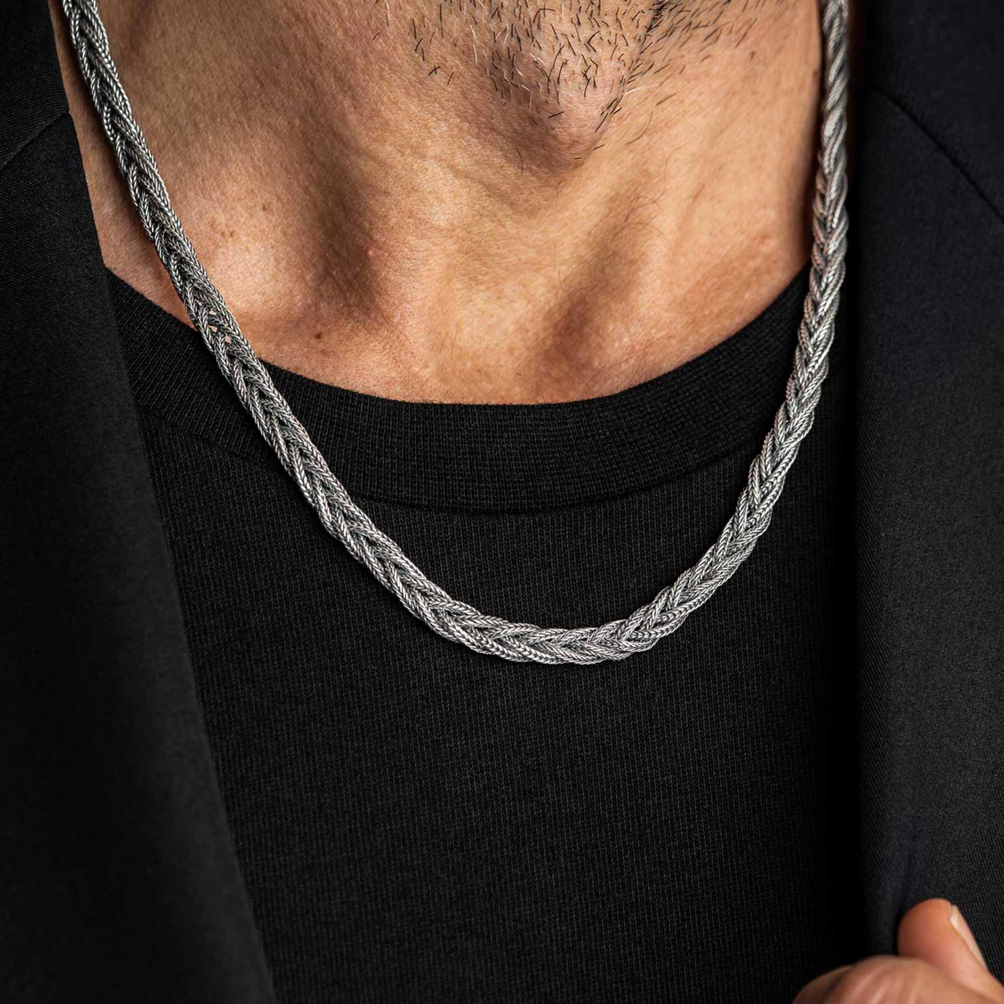 Parma - Fox Tail Hand Woven Silver Chain Necklace