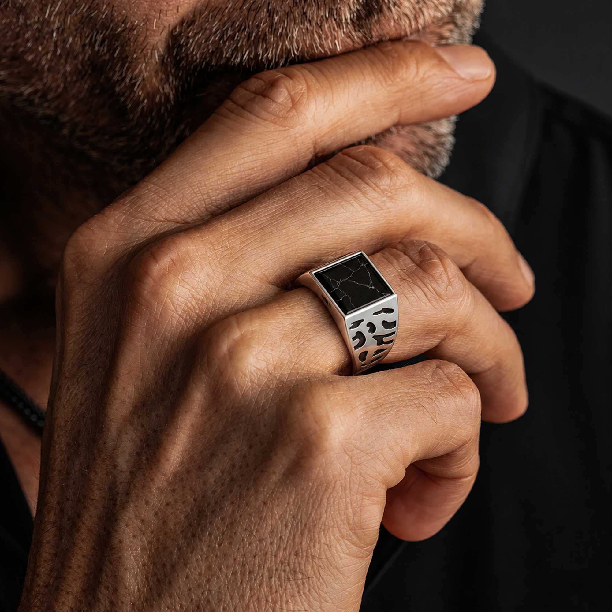 Marmo - Veined Stone Signet Ring