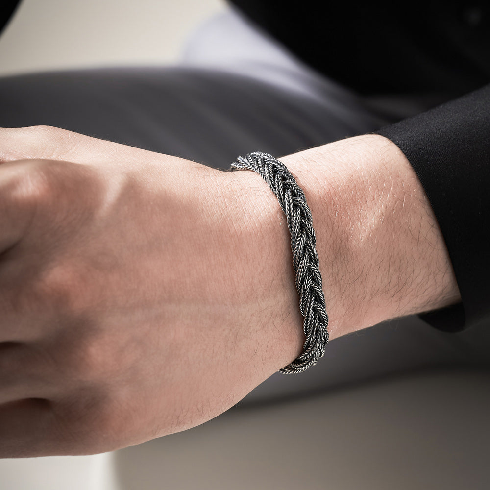 Parma - Fox Tail Hand Woven Silver Bracelet