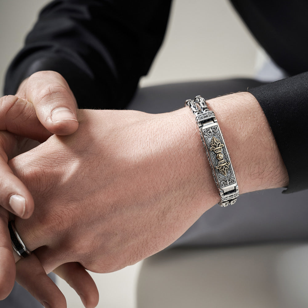 Poseidon - Silber Handgefertigtes Altmodisches Armband