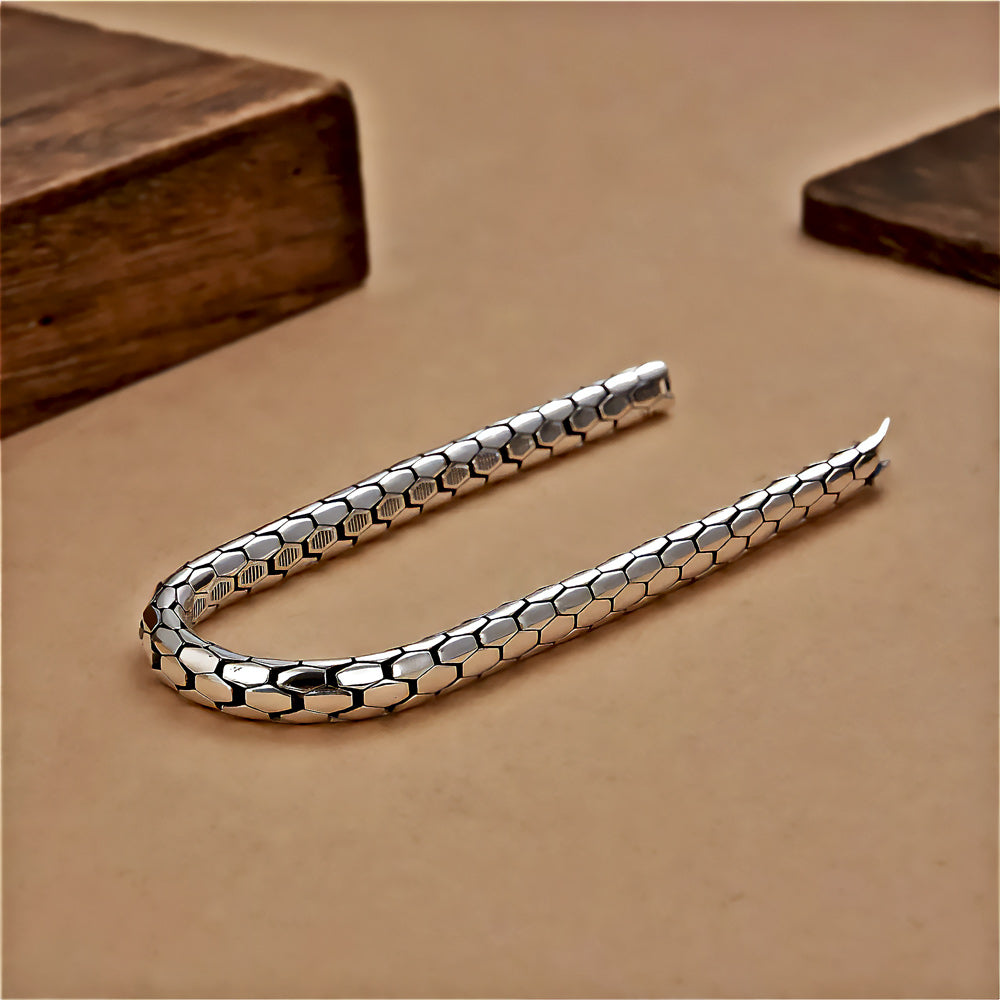 Roma - Elegantes Silber armband mit Schlangen Schuppenmuster