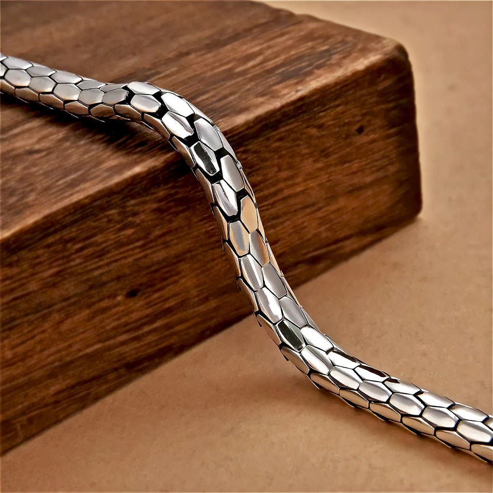 Roma - Elegantes Silber armband mit Schlangen Schuppenmuster