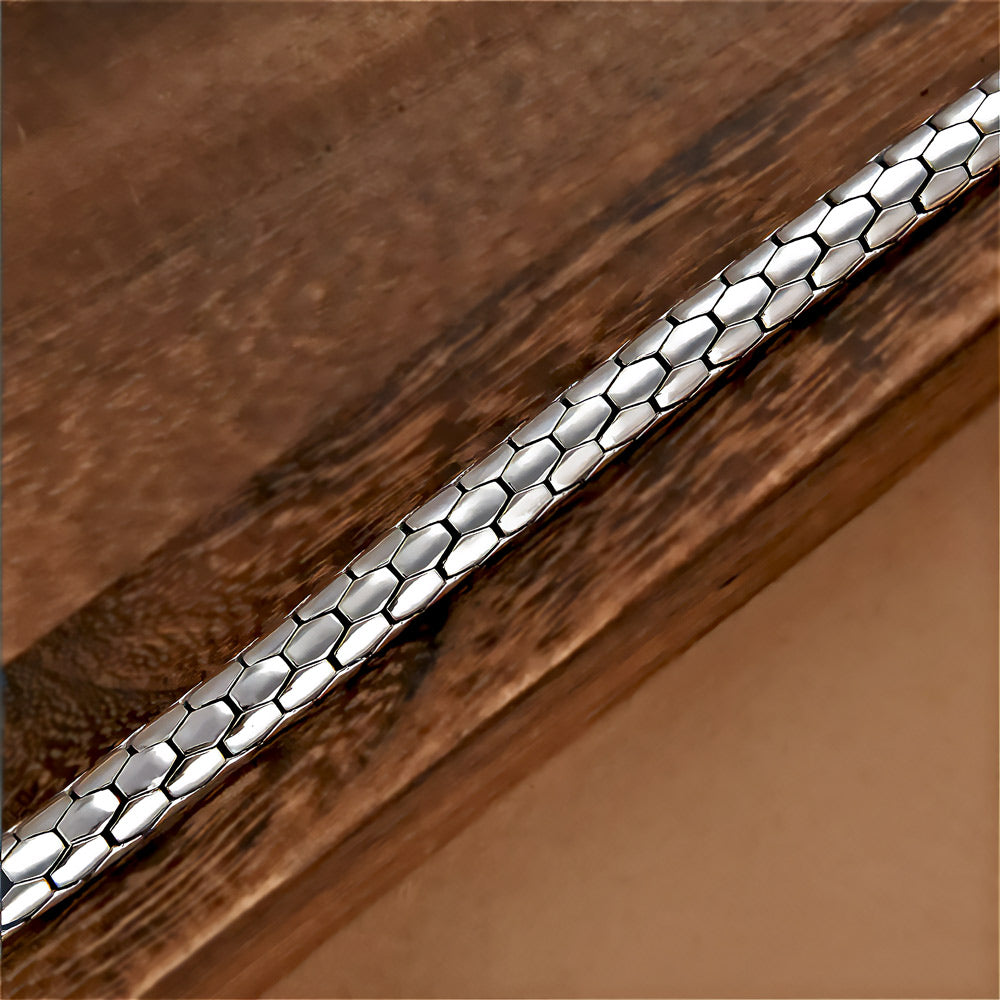 Roma - Elegantes Silber armband mit Schlangen Schuppenmuster