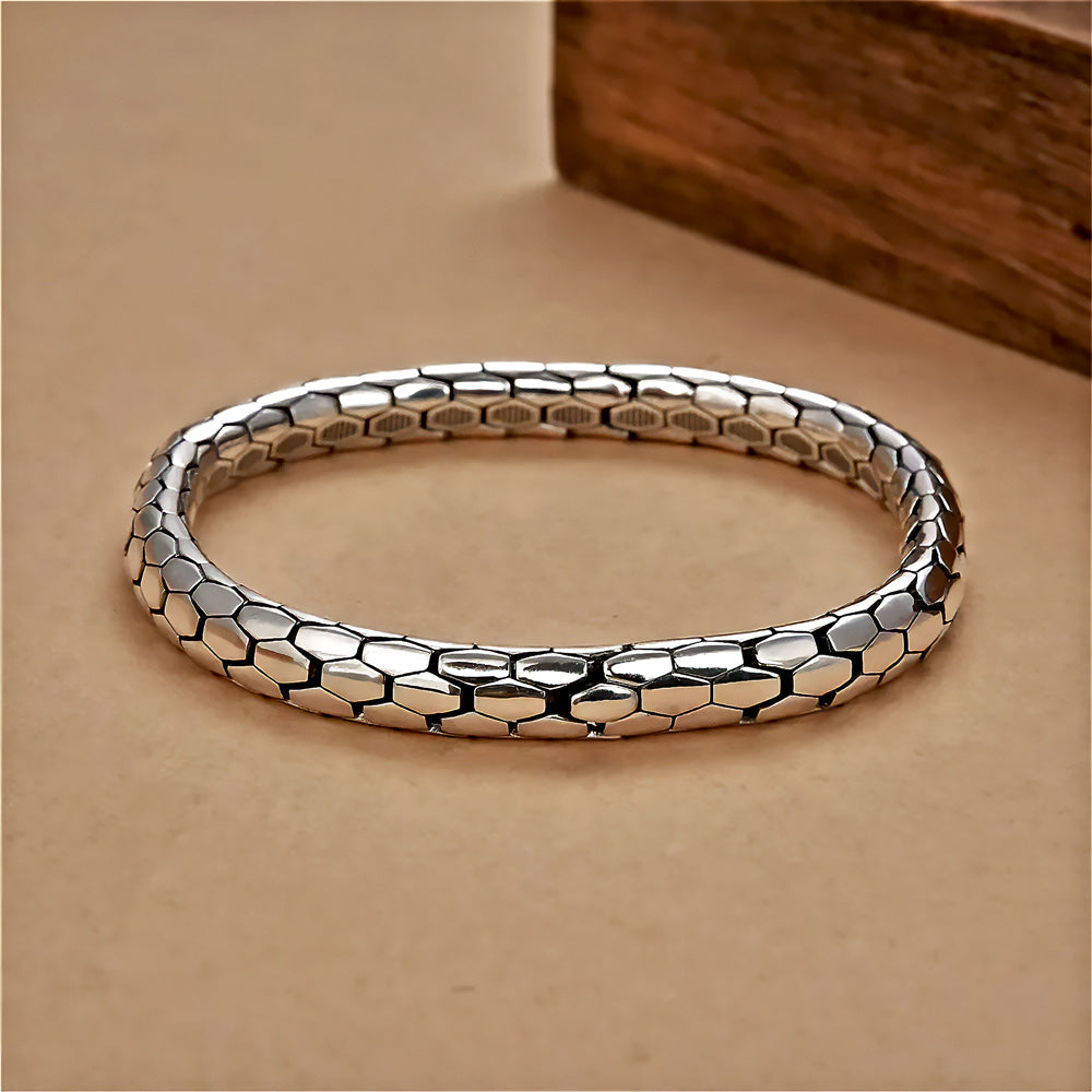 Roma - Elegantes Silber armband mit Schlangen Schuppenmuster