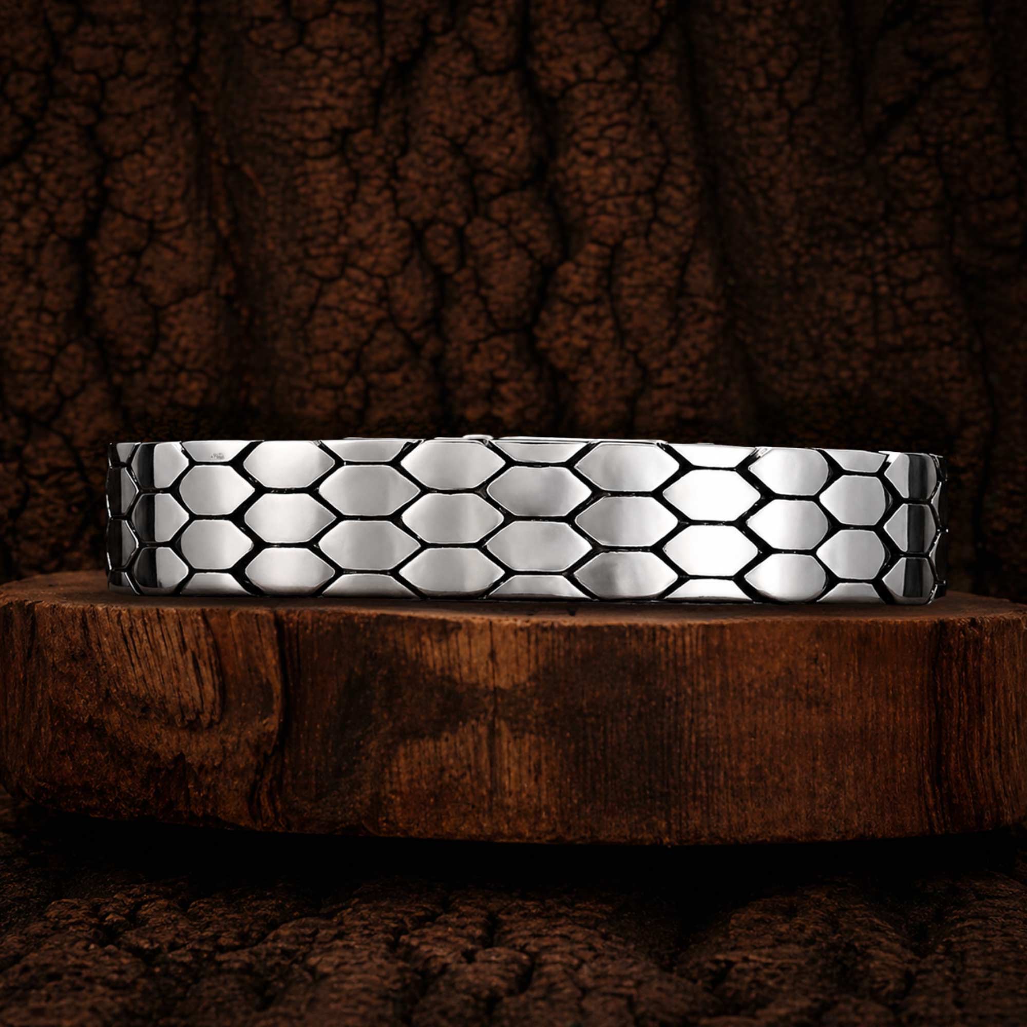 Ruvo - Hexagonal Link Silver Bracelet