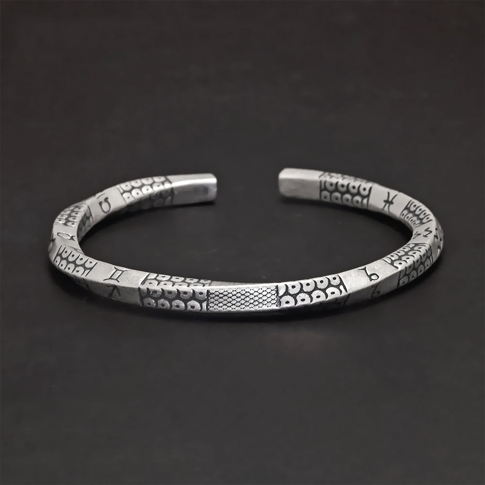 Turin - Bracciale Rigido in argento con motivo zodiacale