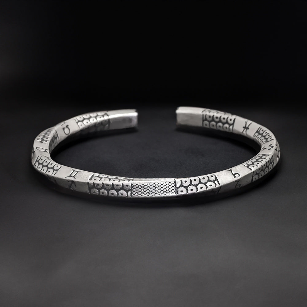 Turin - Bracciale Rigido in argento con motivo zodiacale