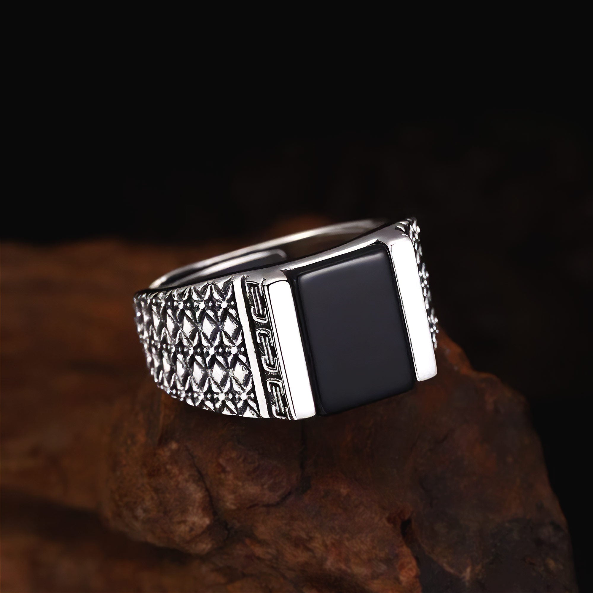 Vigo – 925 Silver Black Stone Signet Ring