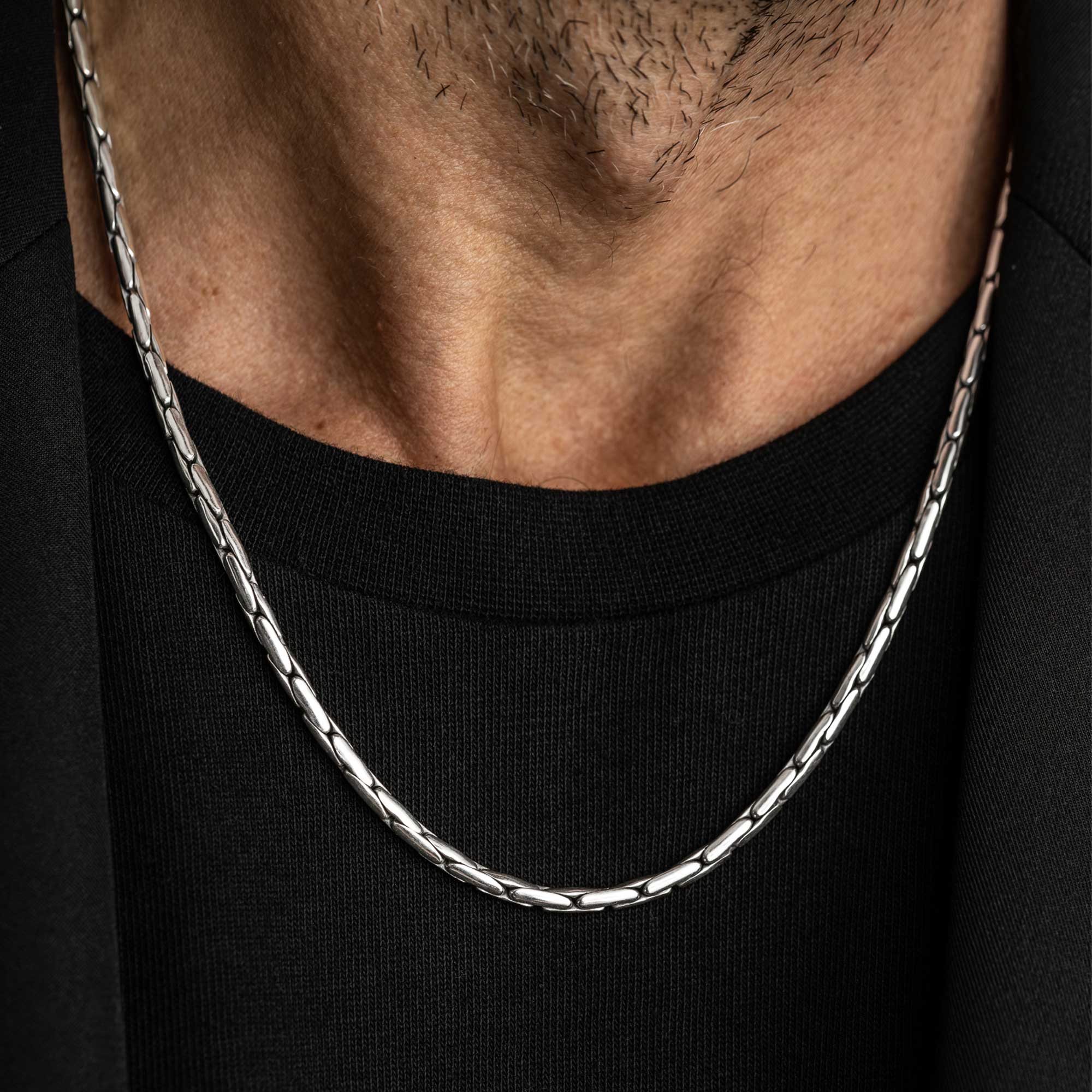 Alfo - Bamboo Silver Chain Necklace