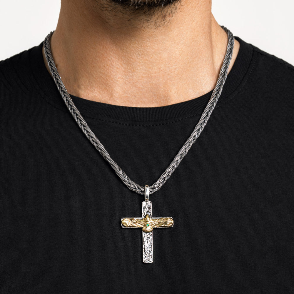 Norcia - Silver Cross Eagle Pendant