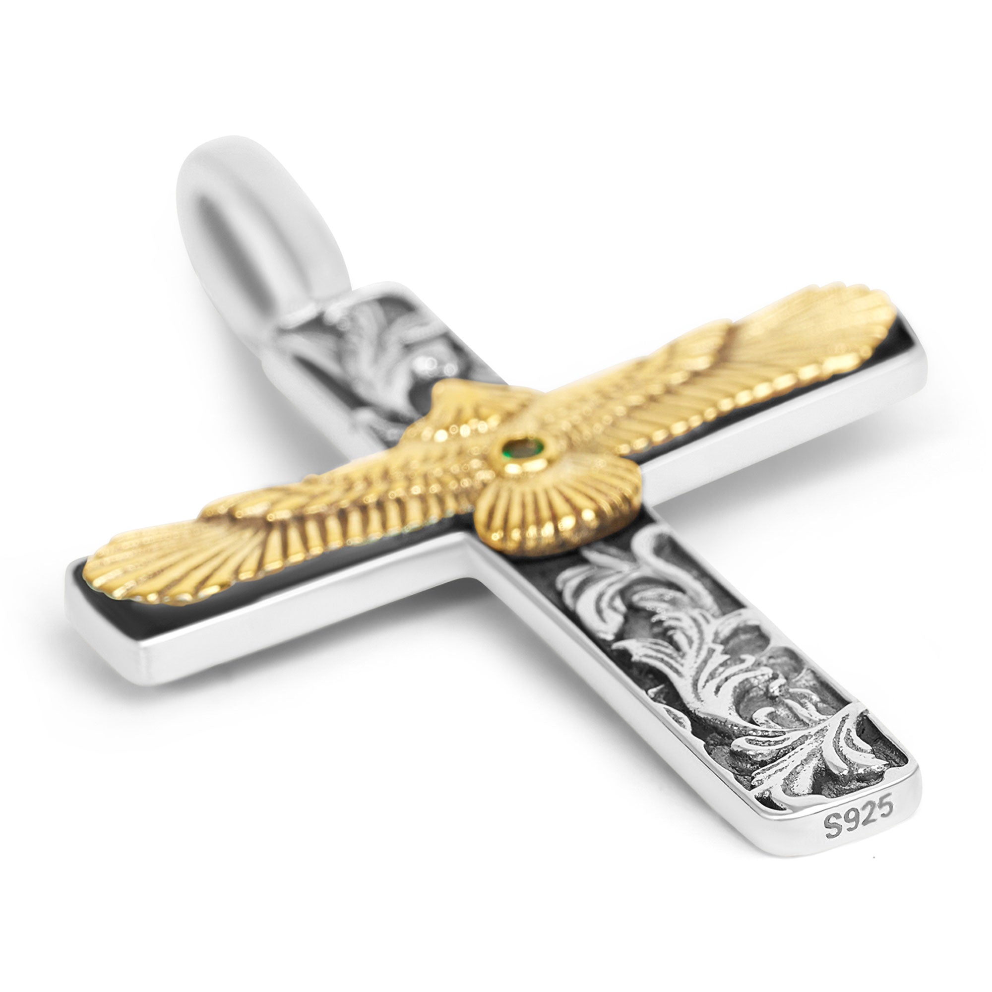 Norcia - Silver Cross Eagle Pendant