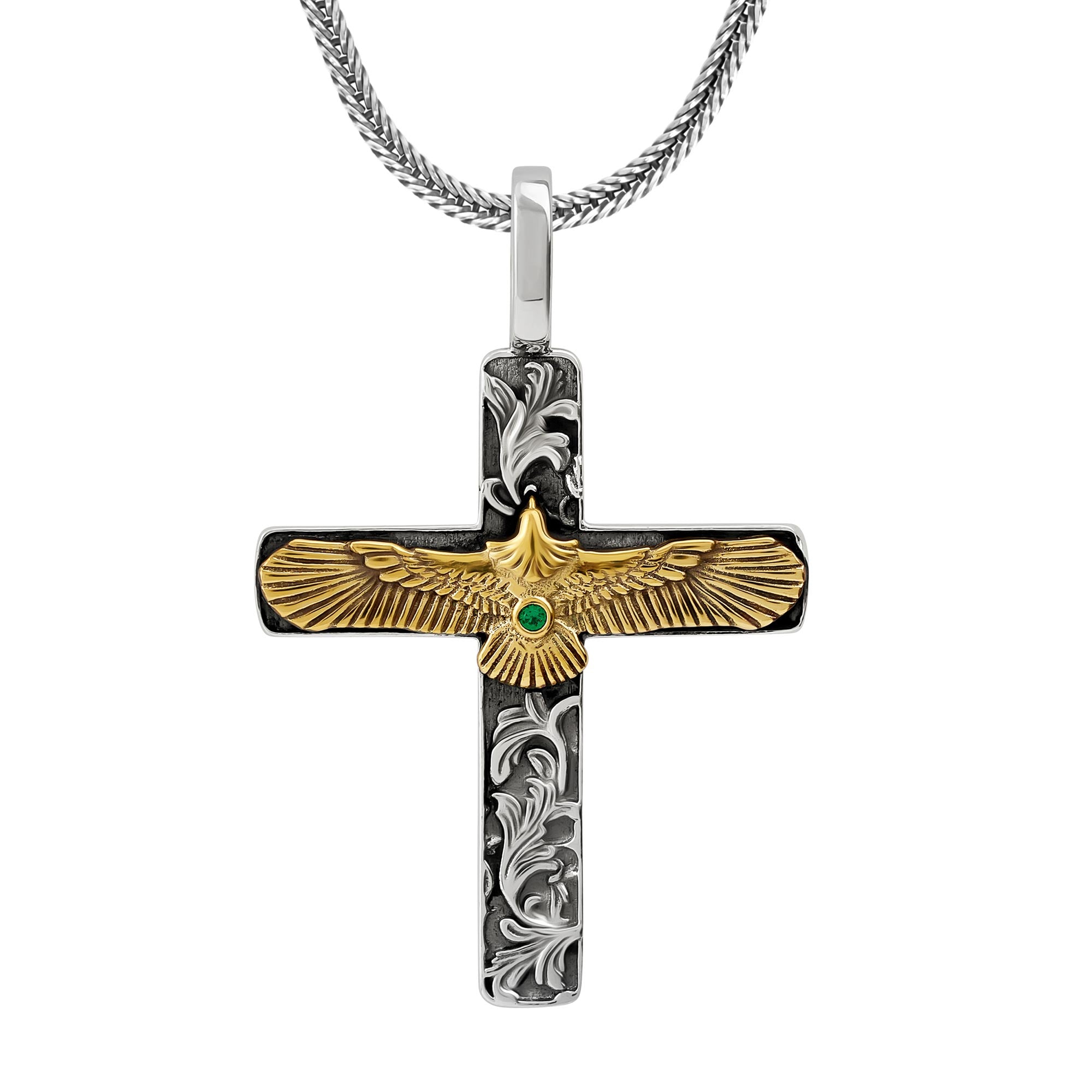 Collana Da Uomo In Argento Sterling 925 Con Aquila E Pietra - Foto 8