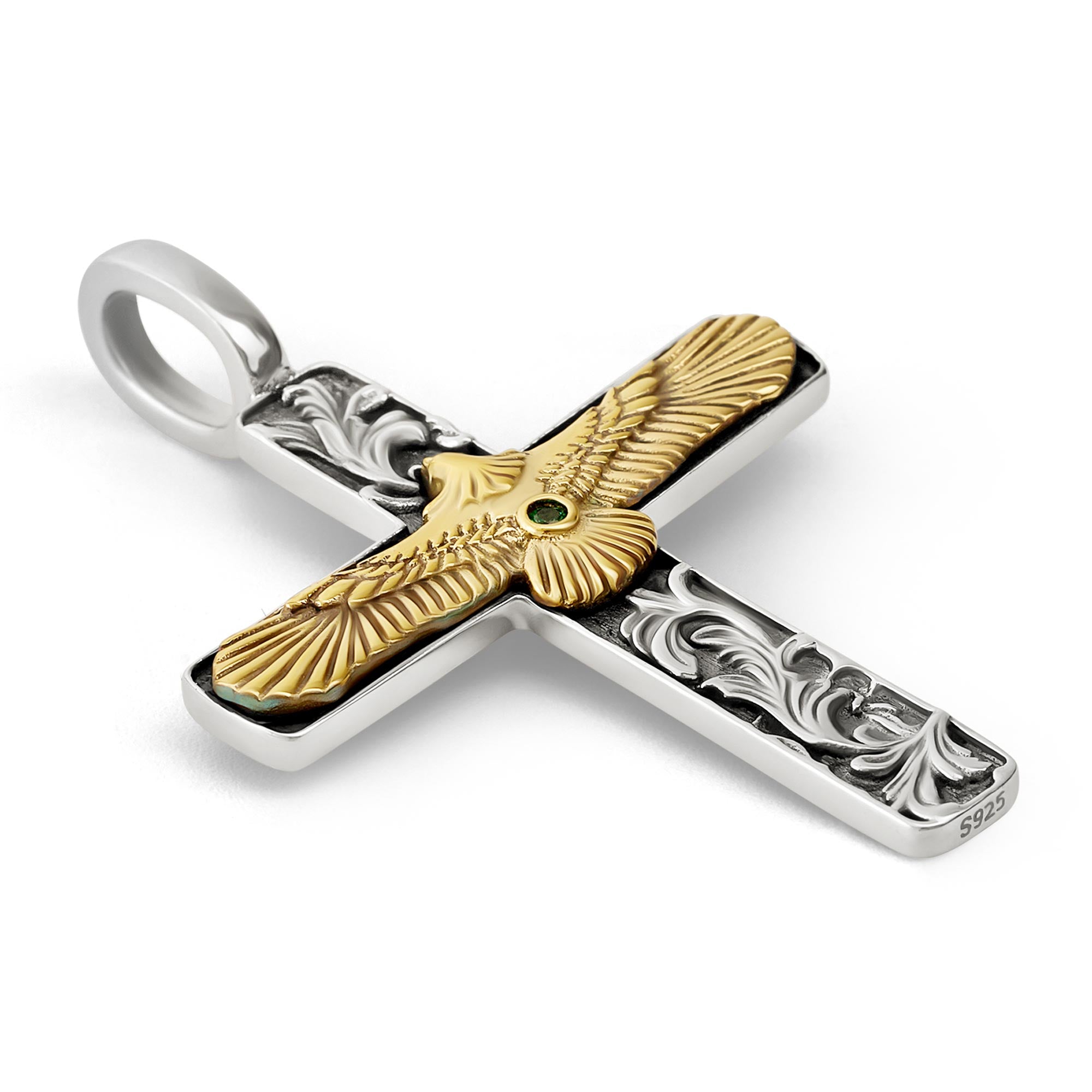 Norcia - Silver Cross Eagle Pendant
