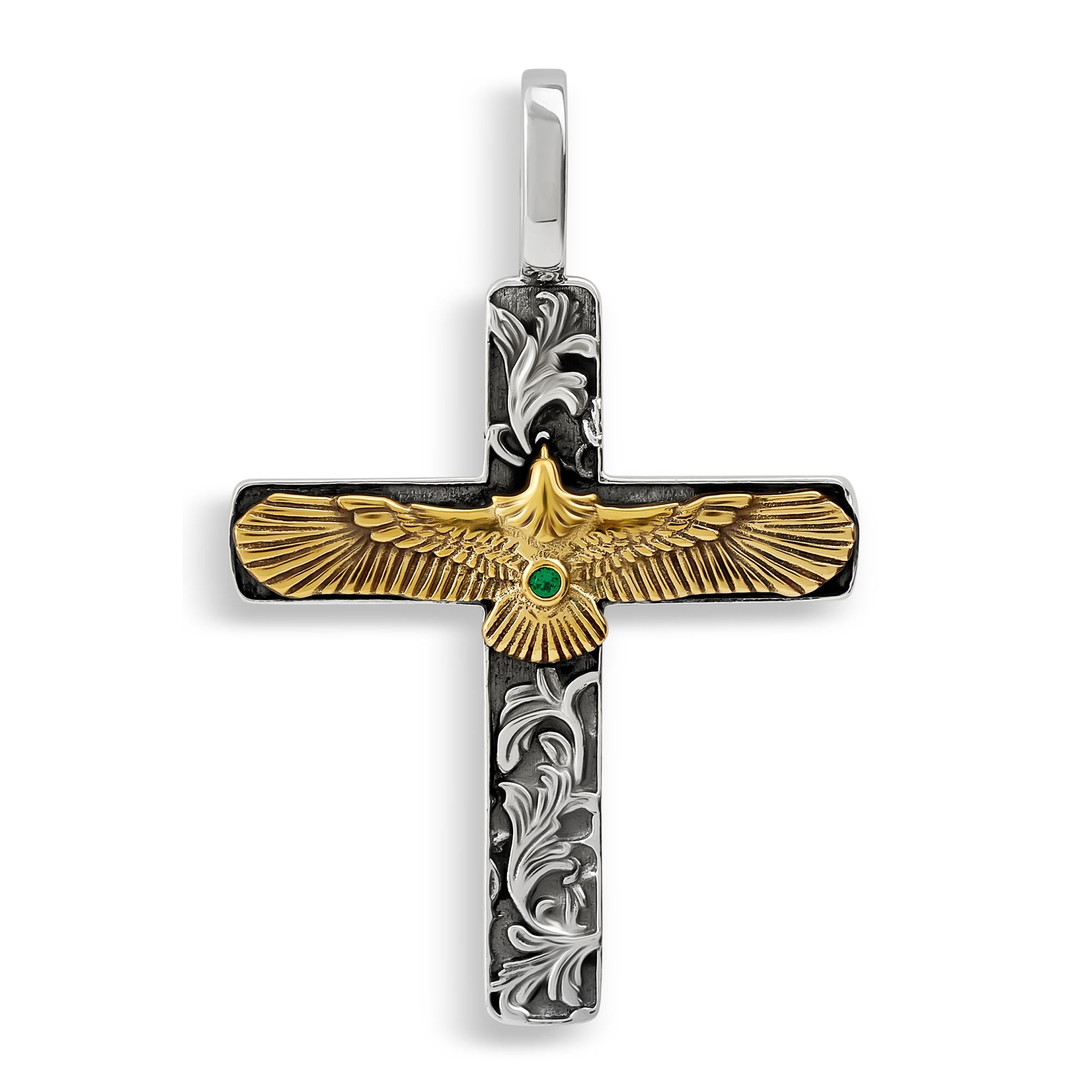 Norcia - Silver Cross Eagle Pendant