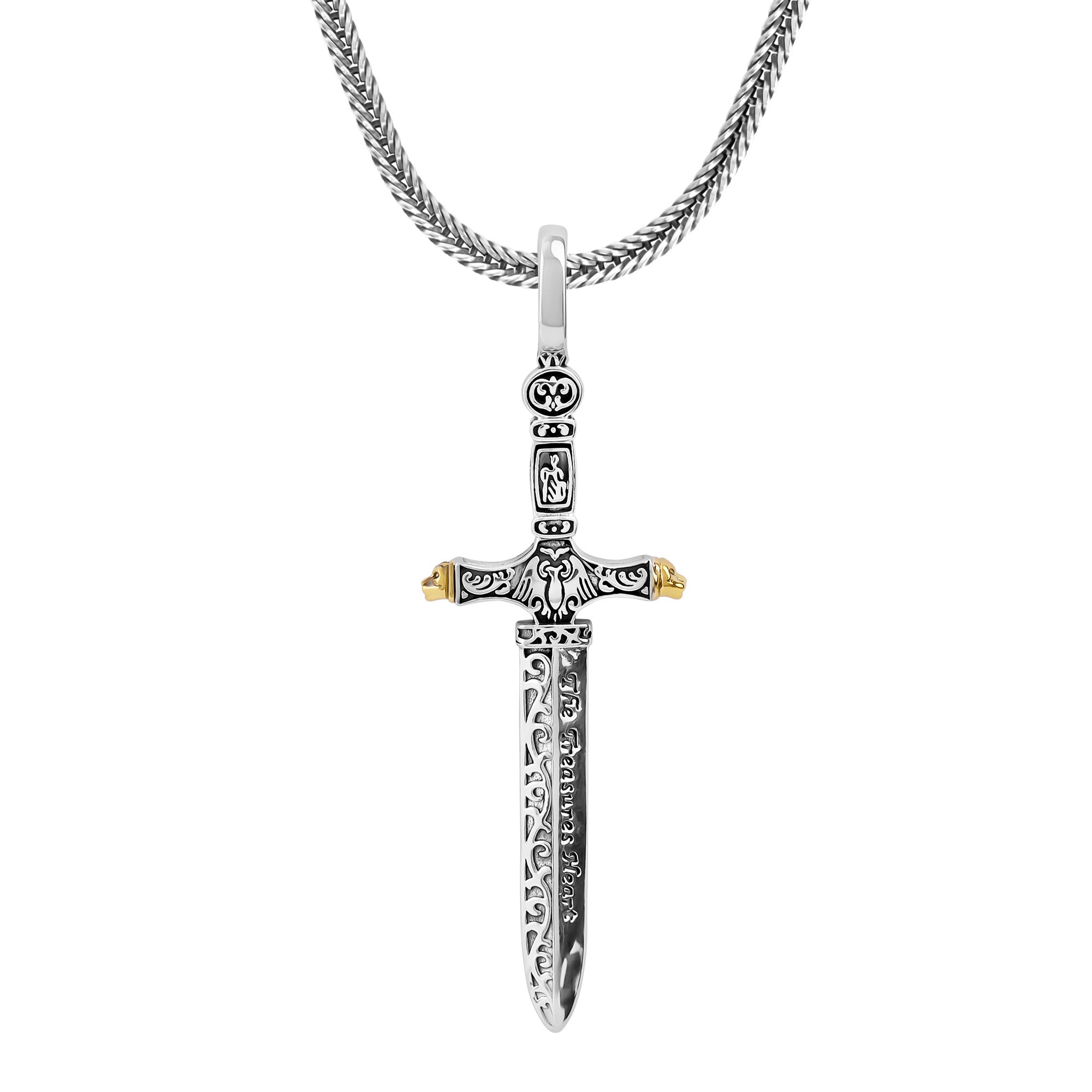 S925 Silver Handmade Cross Sword Pendant Necklace For Men Ravenna
