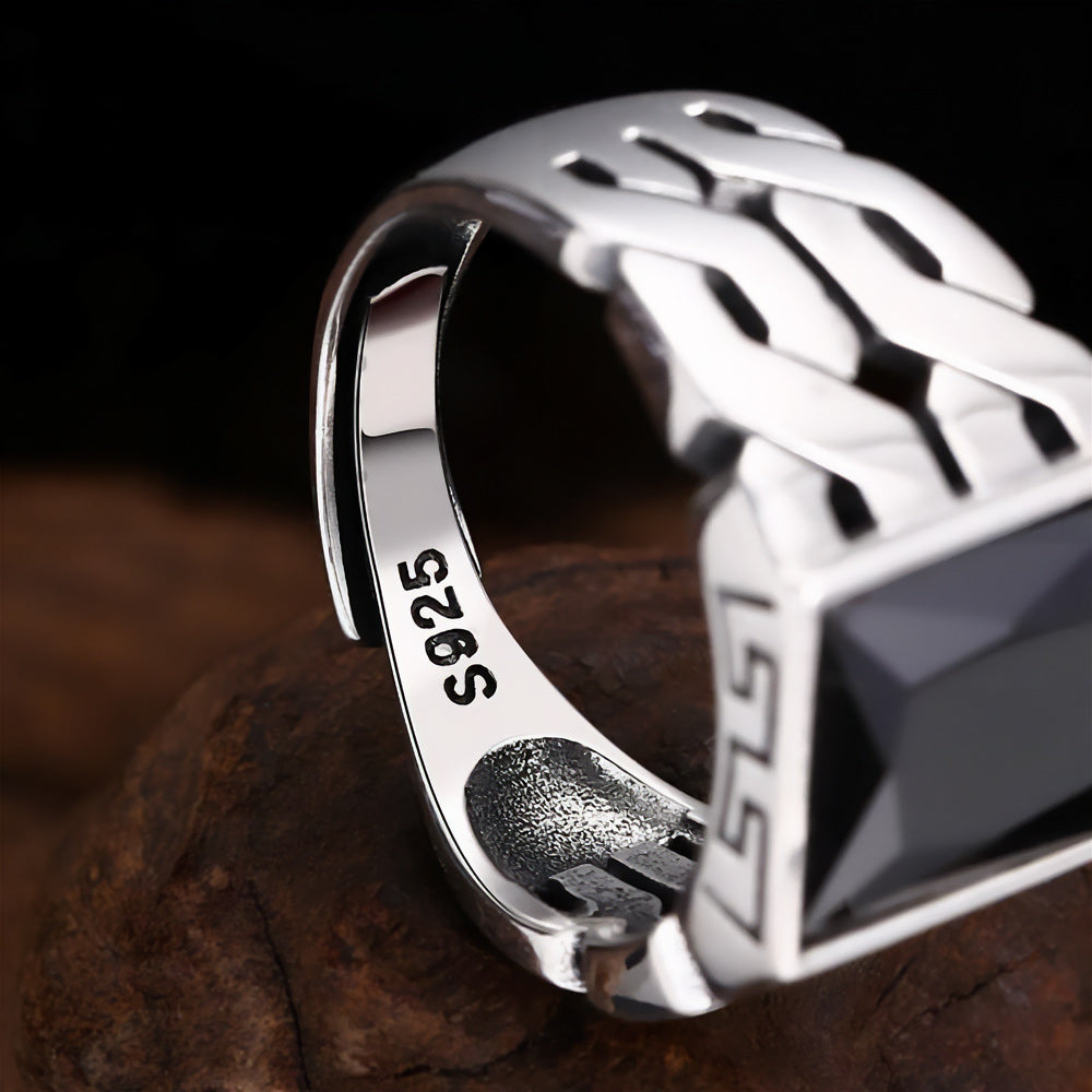 Sterling Silver Square Black Onyx Ring - Ragnar | Ronatelli