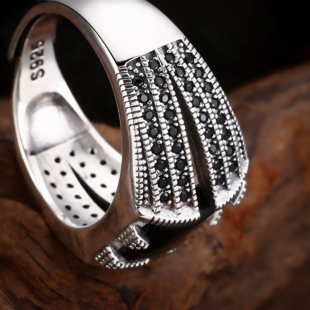 Troy - Black Stone Silver Ring