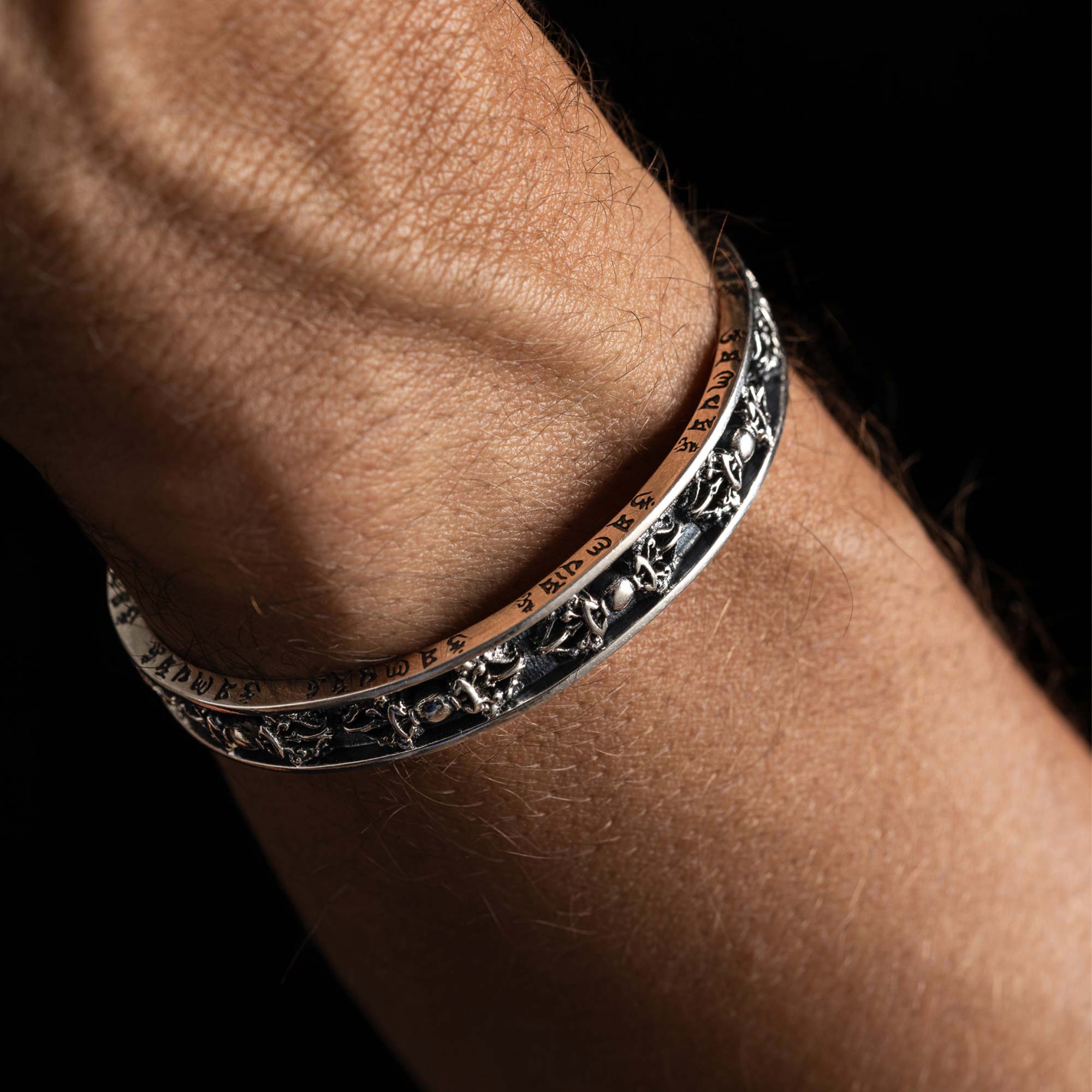 925 Sterling Silver Handmade Ancient Bangle Bracelet For Men - Basel
