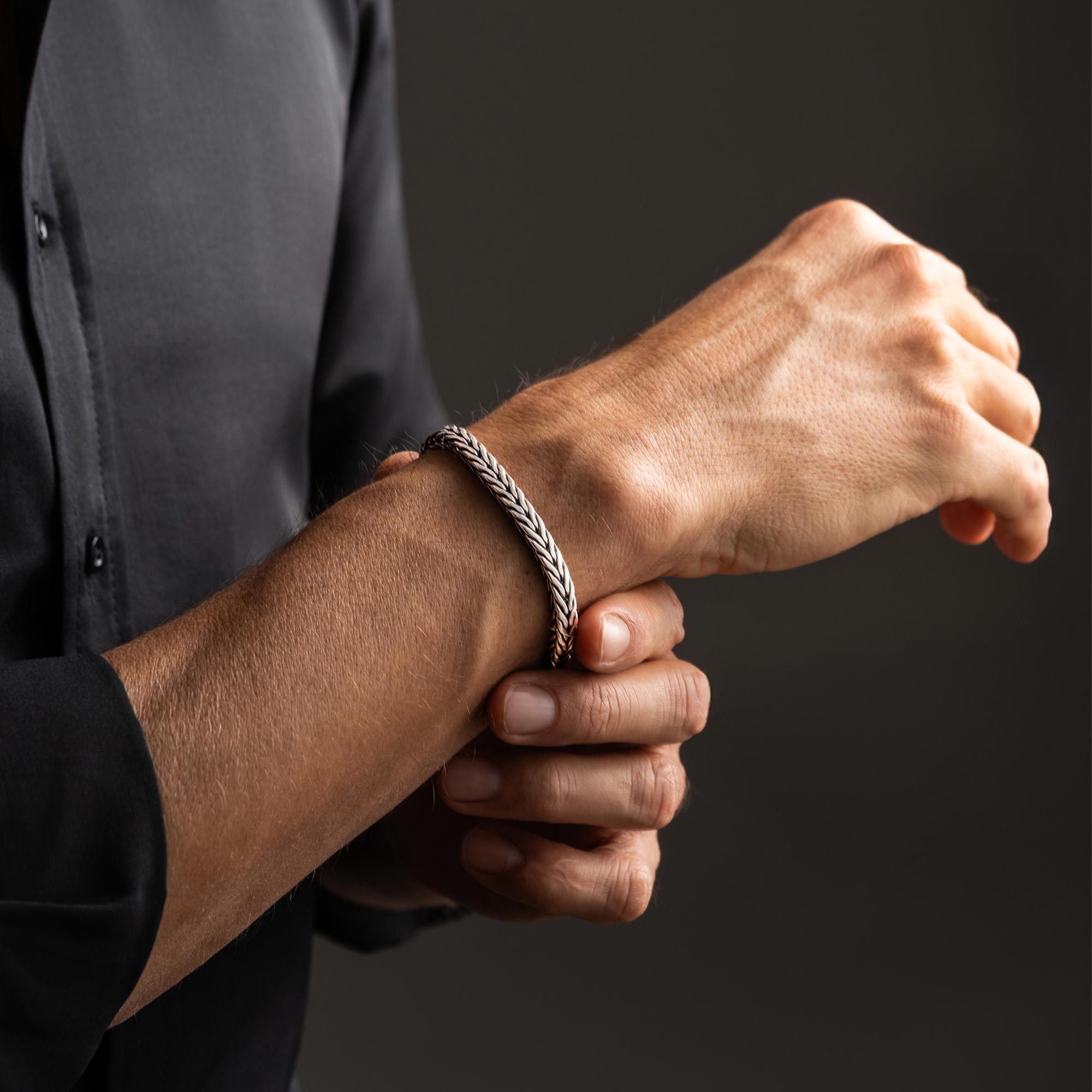 S925 Silver Handmade Braided Bracelet For Men - Crein