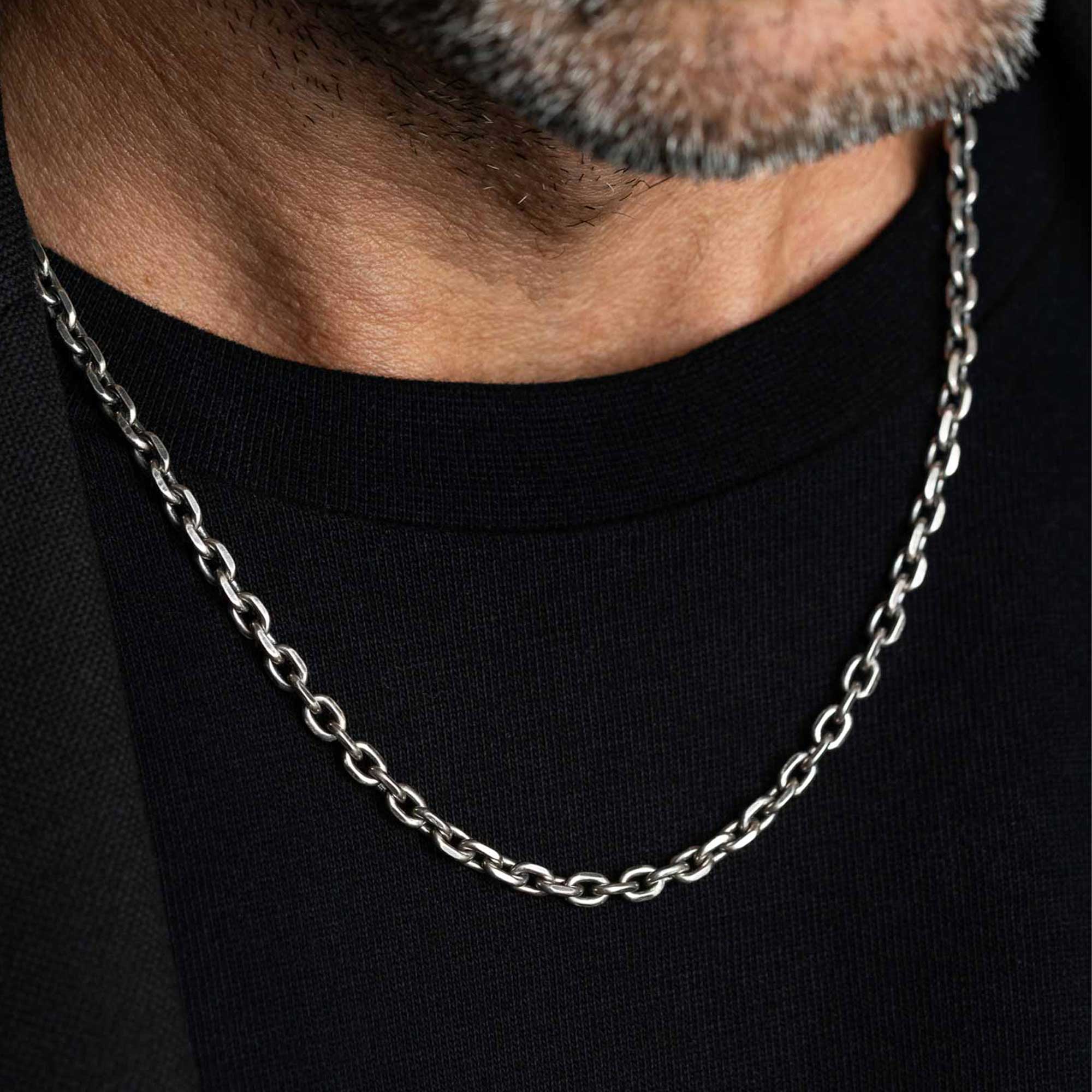 Men's Cable Chain Necklace - 925 Sterling Silver, 4MM