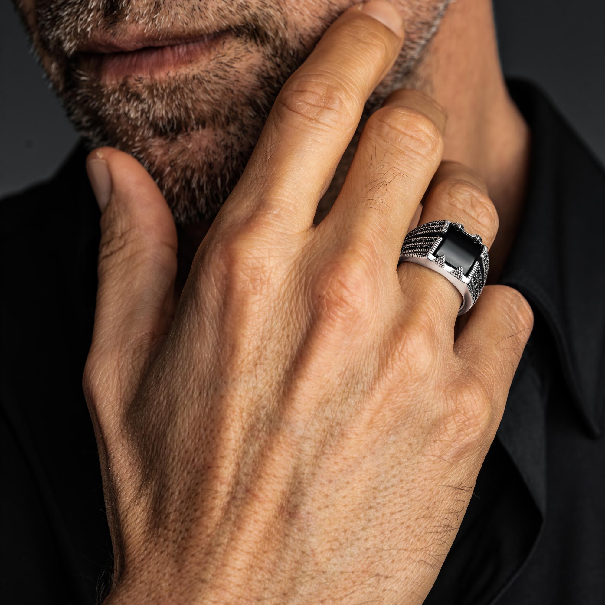 Troy – Black Stone 925 Silver Ring