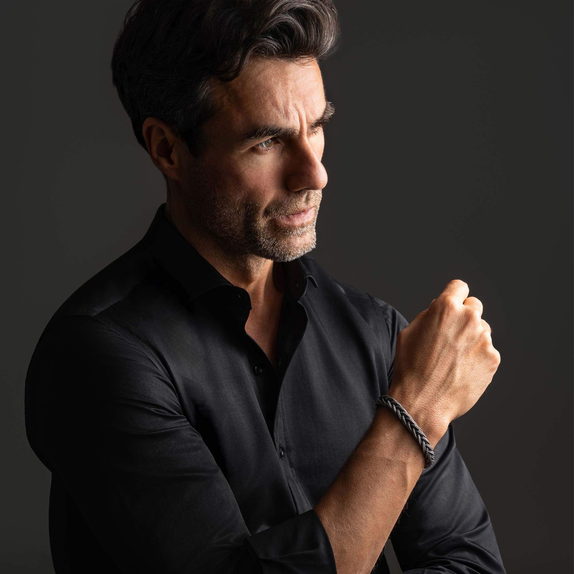 S925 Silver Fox Tail Hand Woven Bracelet For Men - Parma