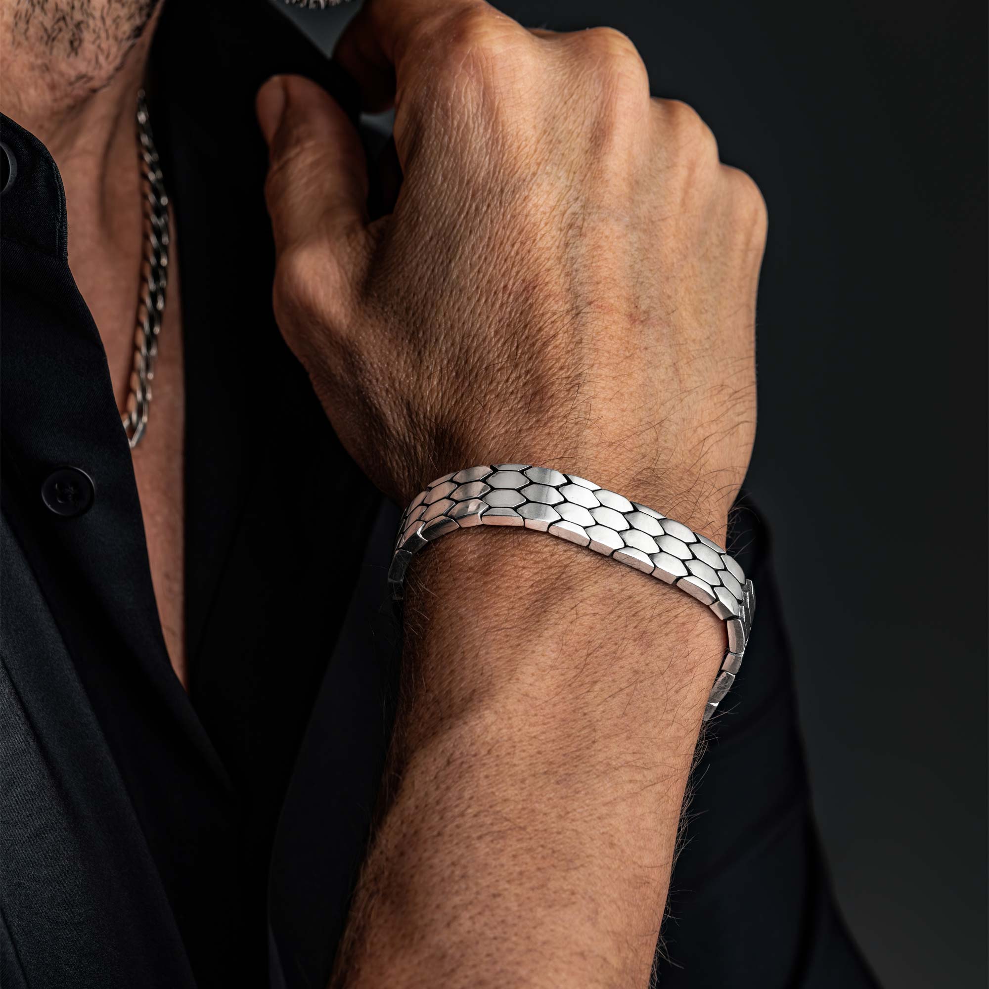 Ruvo - Hexagonal Link Silver Bracelet