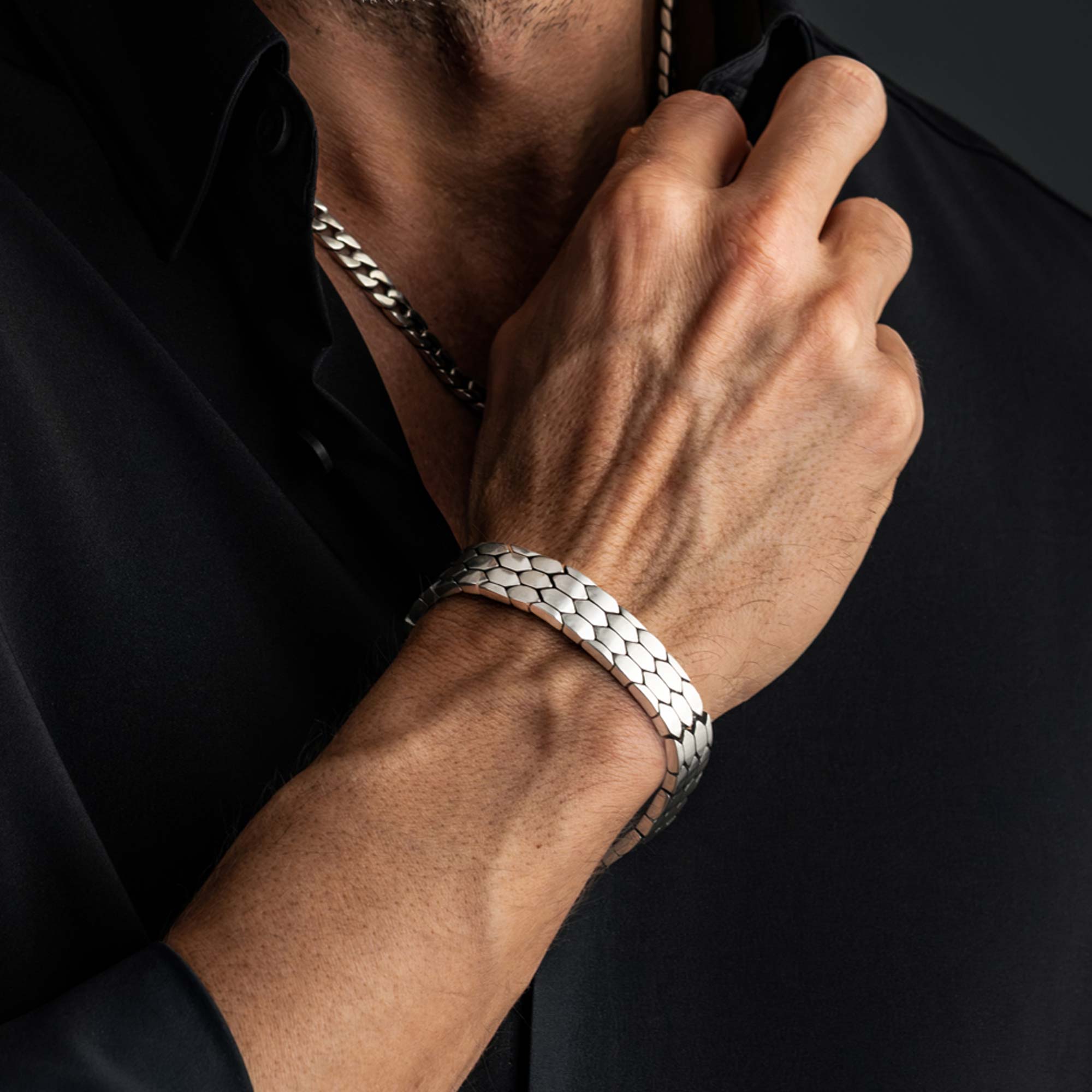 Ruvo - Hexagonal Link Silver Bracelet