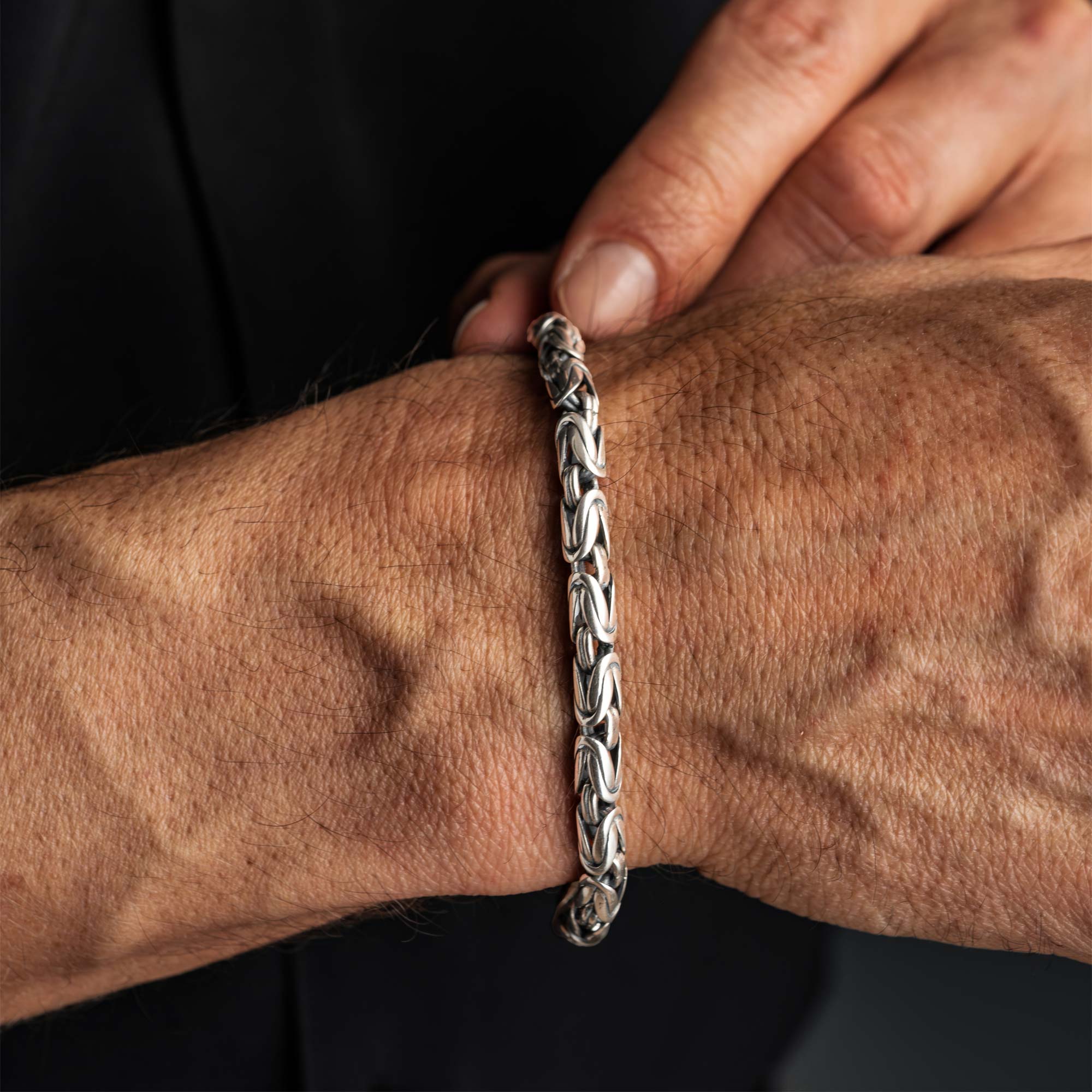 Men's 925 Sterling Silver Byzantine Bracelet – Handmade | Ronatelli