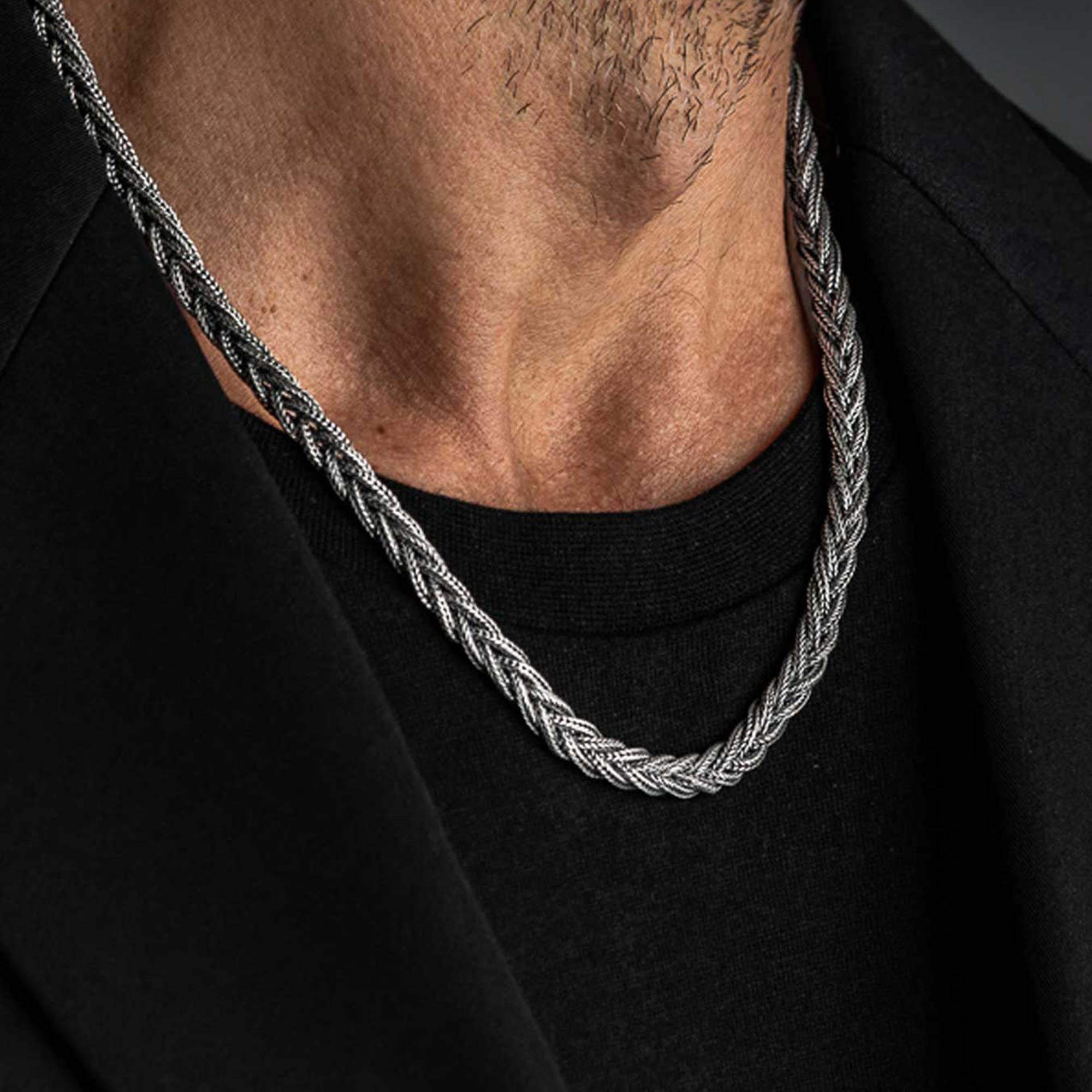 Parma - Fox Tail Hand Woven Silver Chain Necklace
