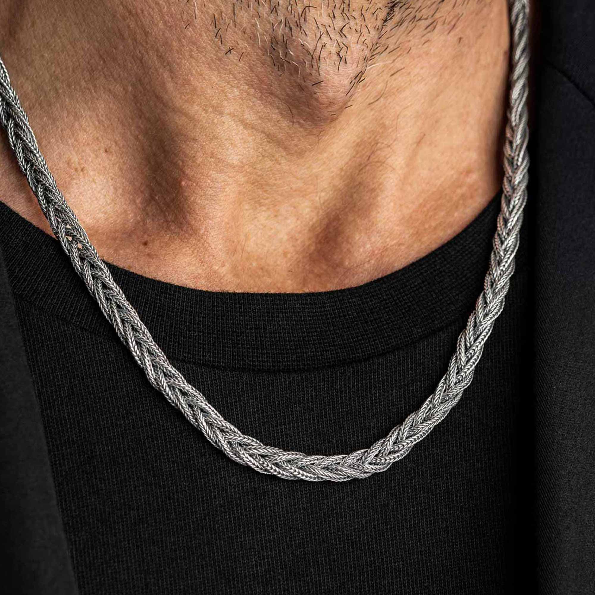 Parma - Fox Tail Hand Woven Silver Chain Necklace