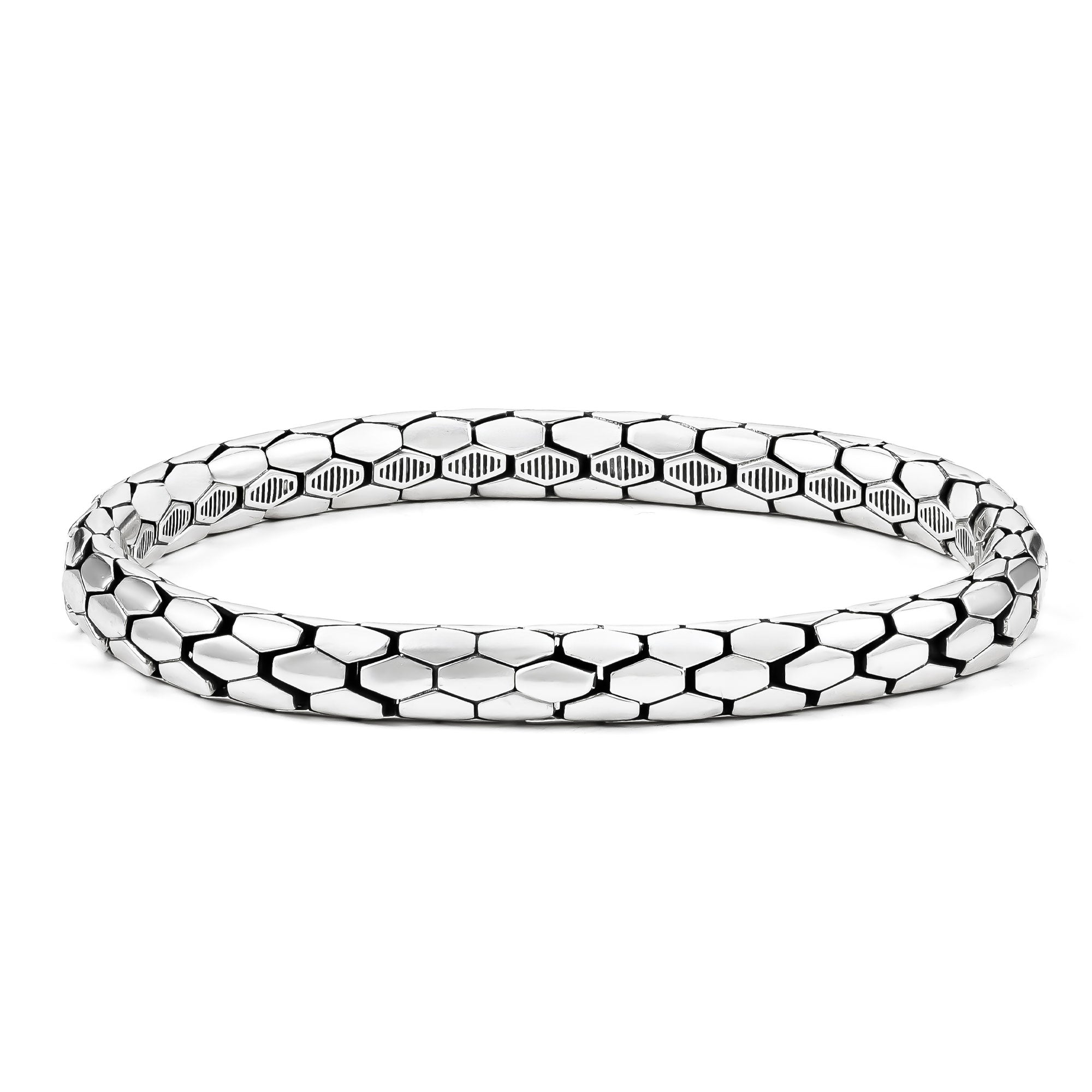 Roma - Bracciale Elegante in Argento con Motivo di Scaglie di Serpente