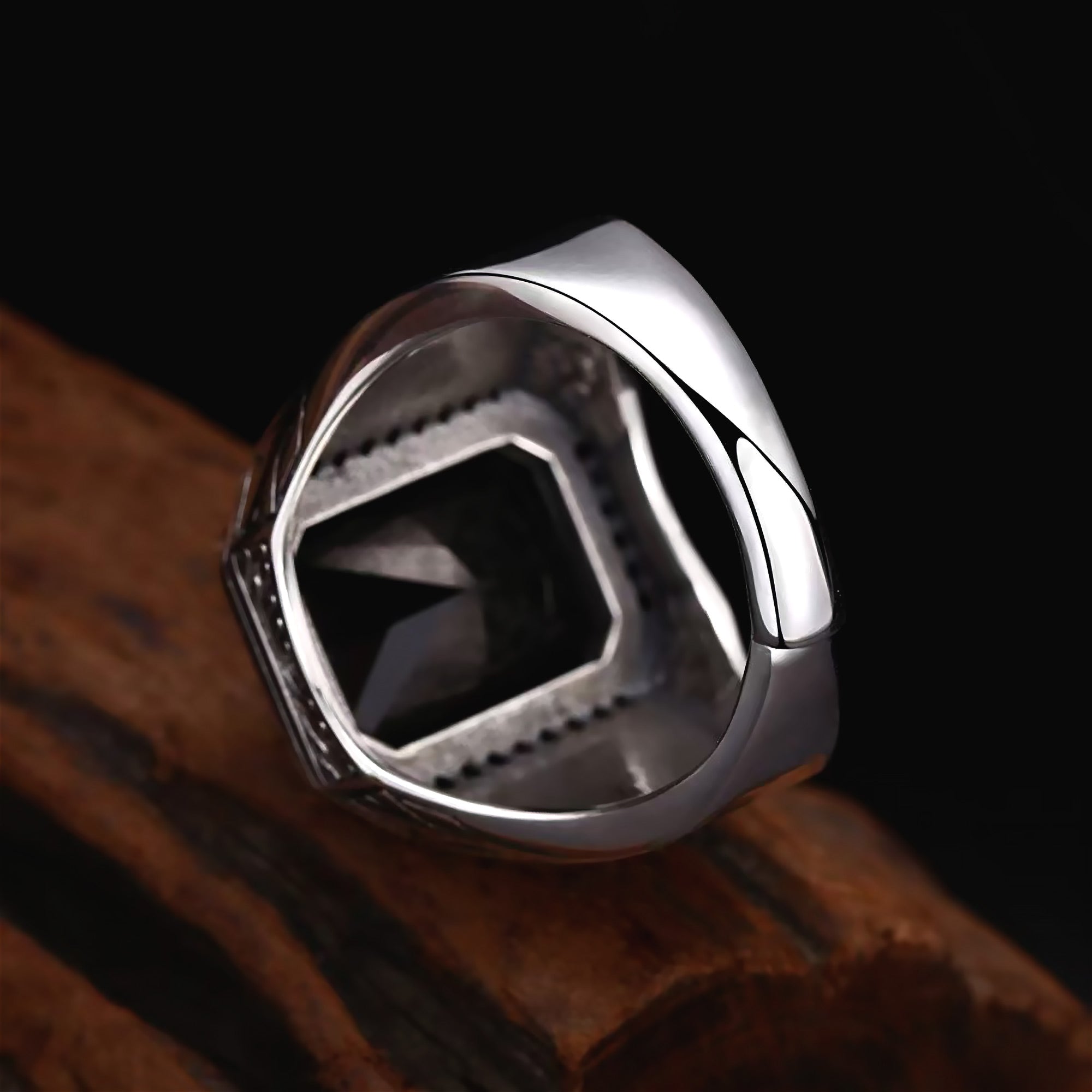 Men's Faceted Black Onyx Ring - Sterling Silver