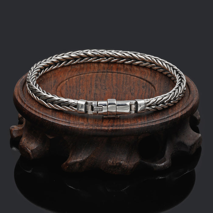 925 Sterling Silver Jewelry Men's Braided Rattan Bracelet