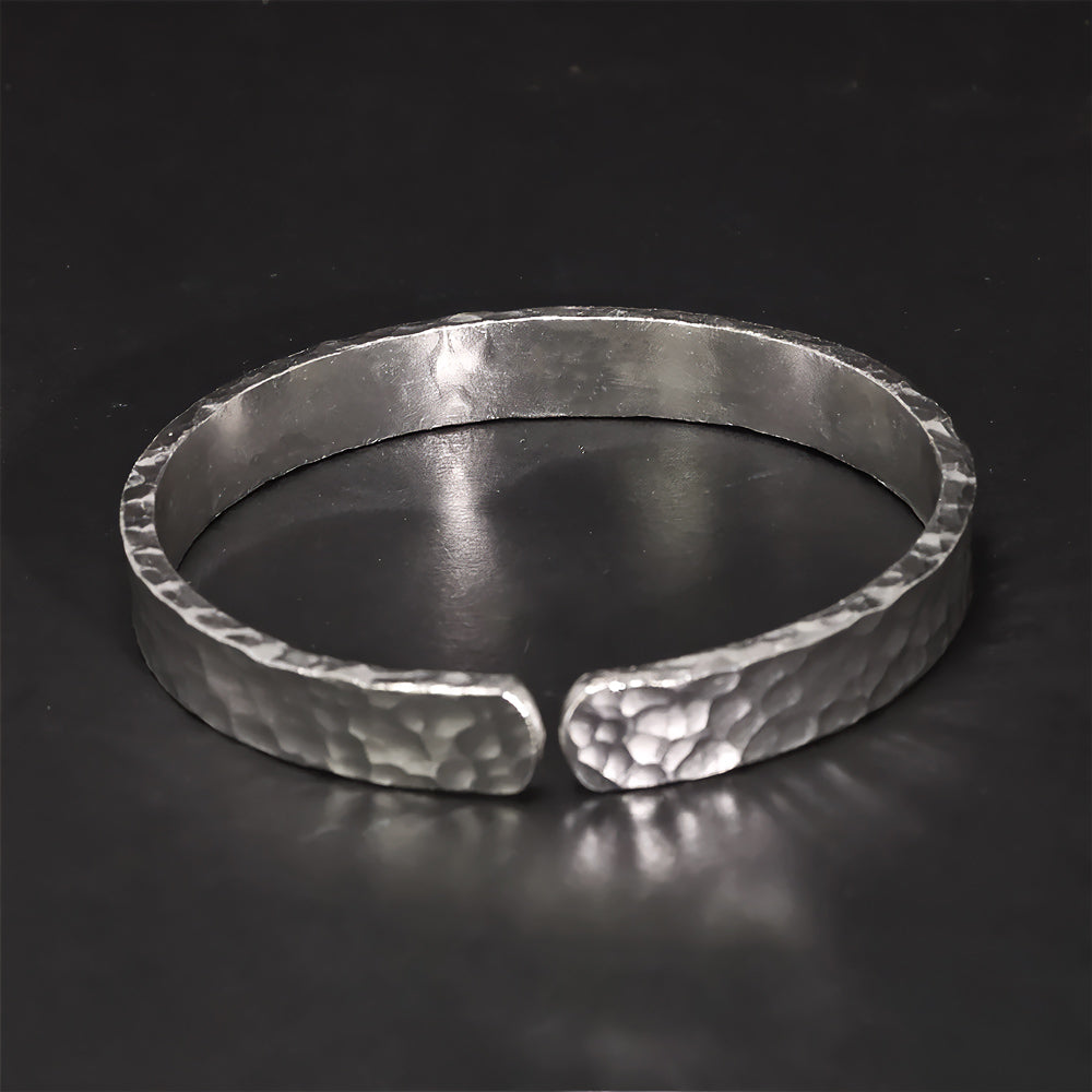 Lugo - Handmade Hammered Silver Bangle Bracelet