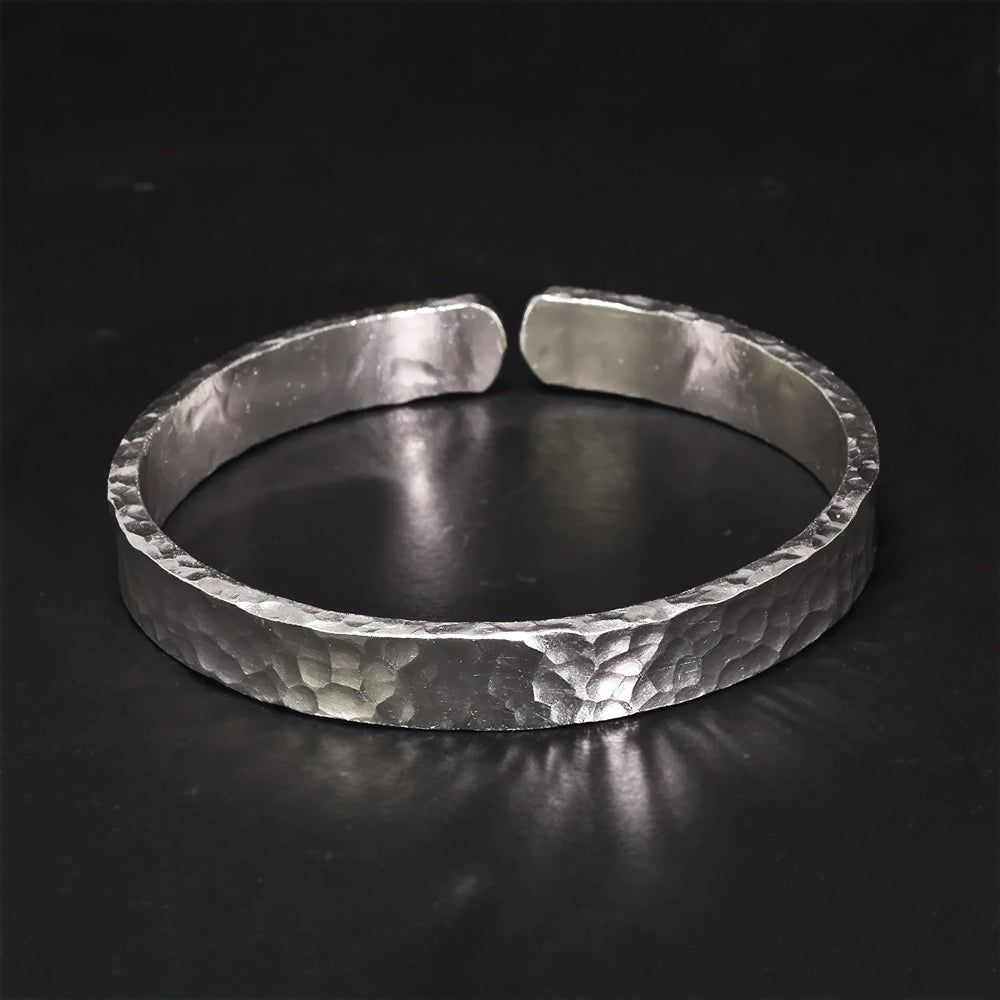 Lugo - Handmade Hammered Silver Bangle Bracelet