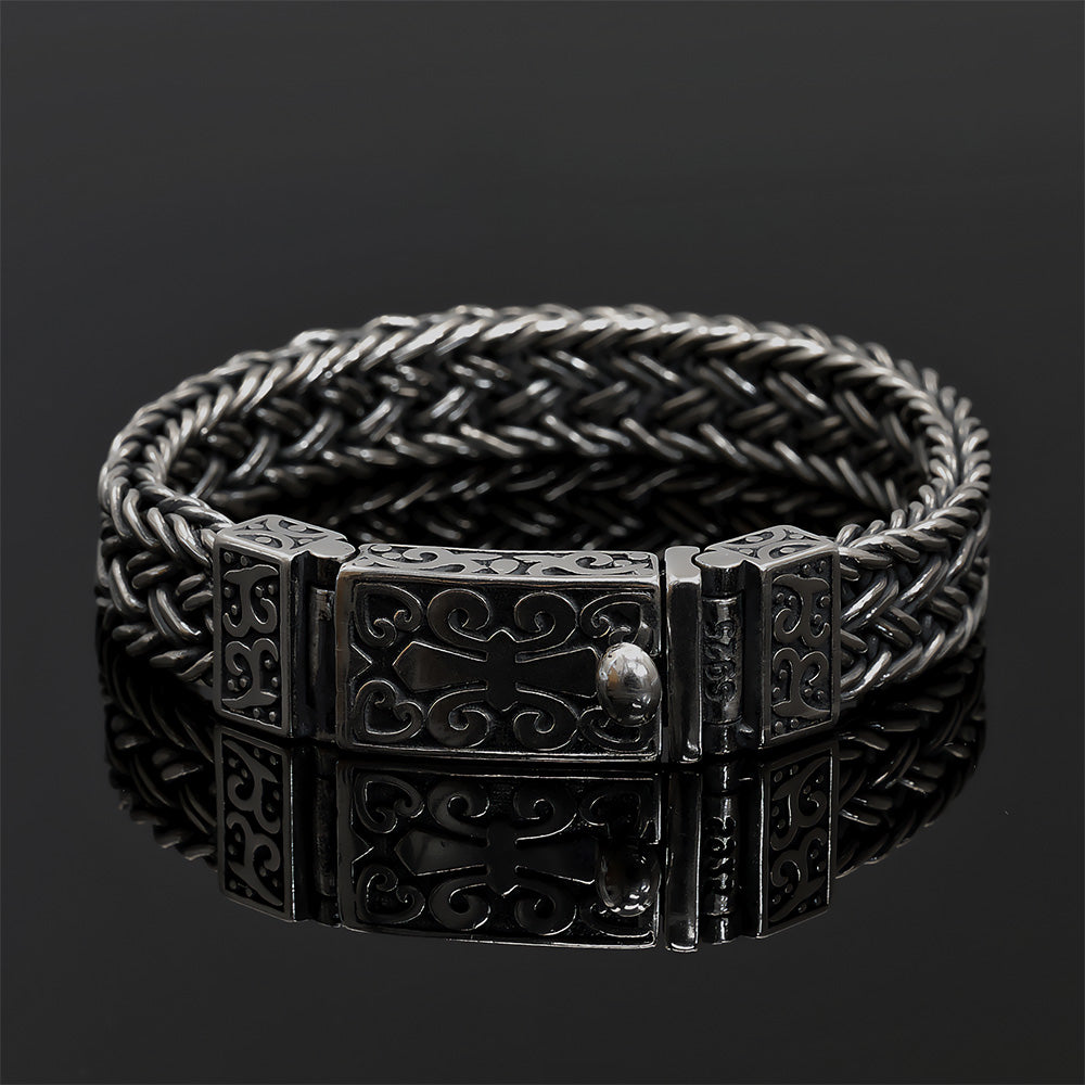 Silver Leather Bracelet 