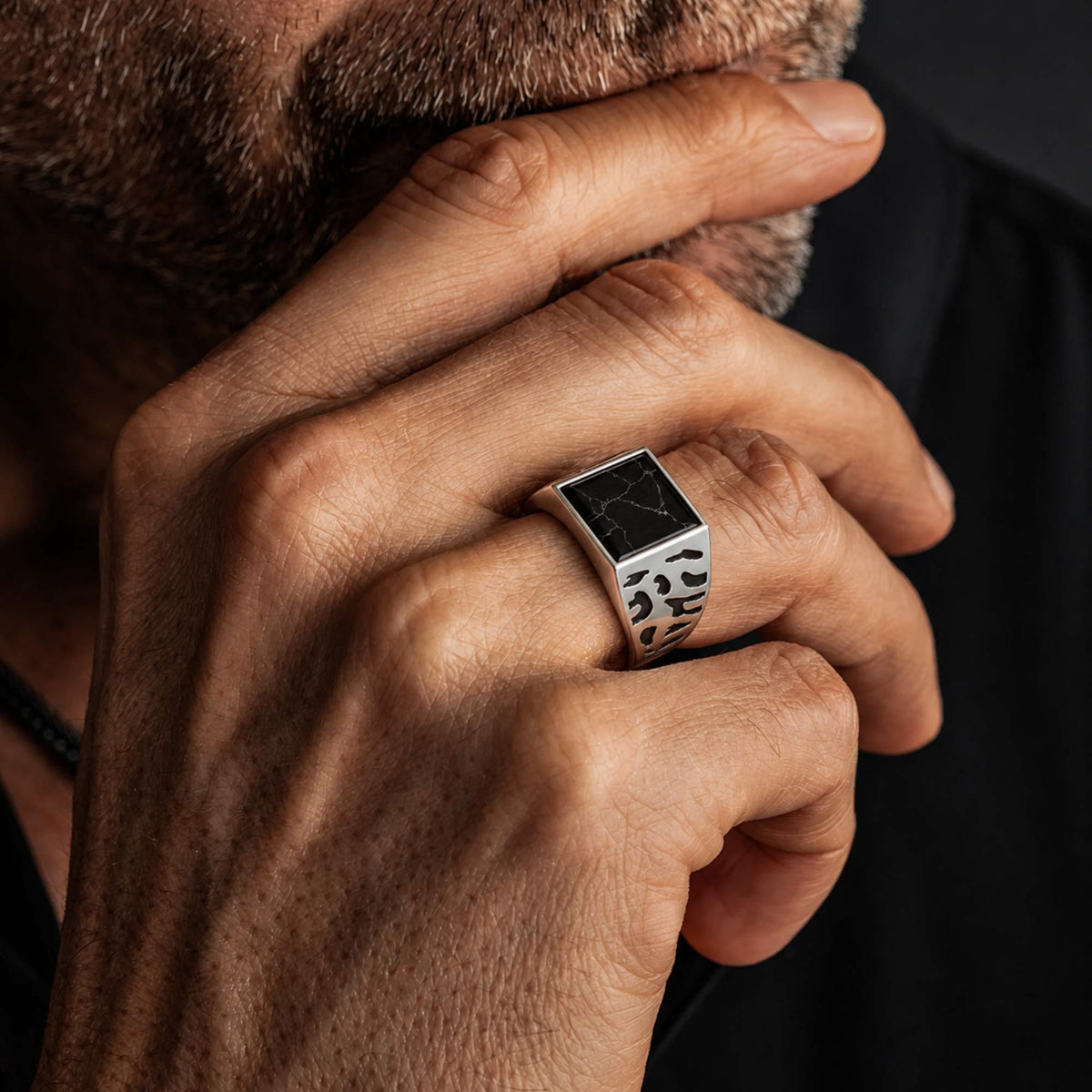 Marmo - Veined Stone Signet Ring