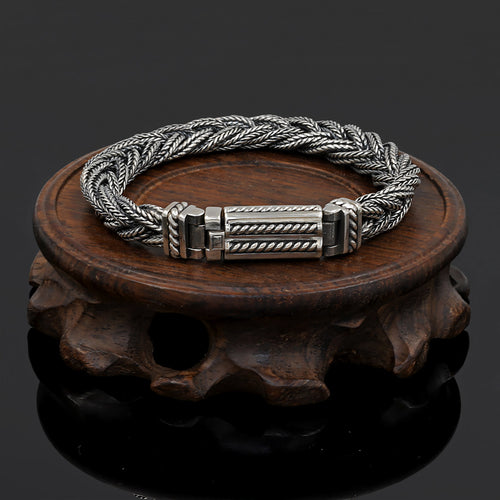 925 Sterling Silver Jewelry Men's Braided Rattan Bracelet main image 0