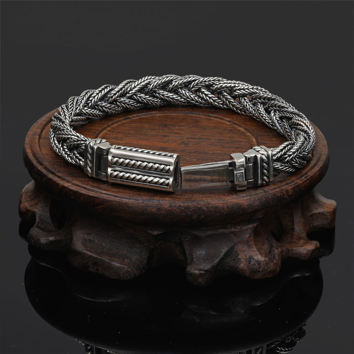 925 Sterling Silver Jewelry Men's Braided Rattan Bracelet main image 1