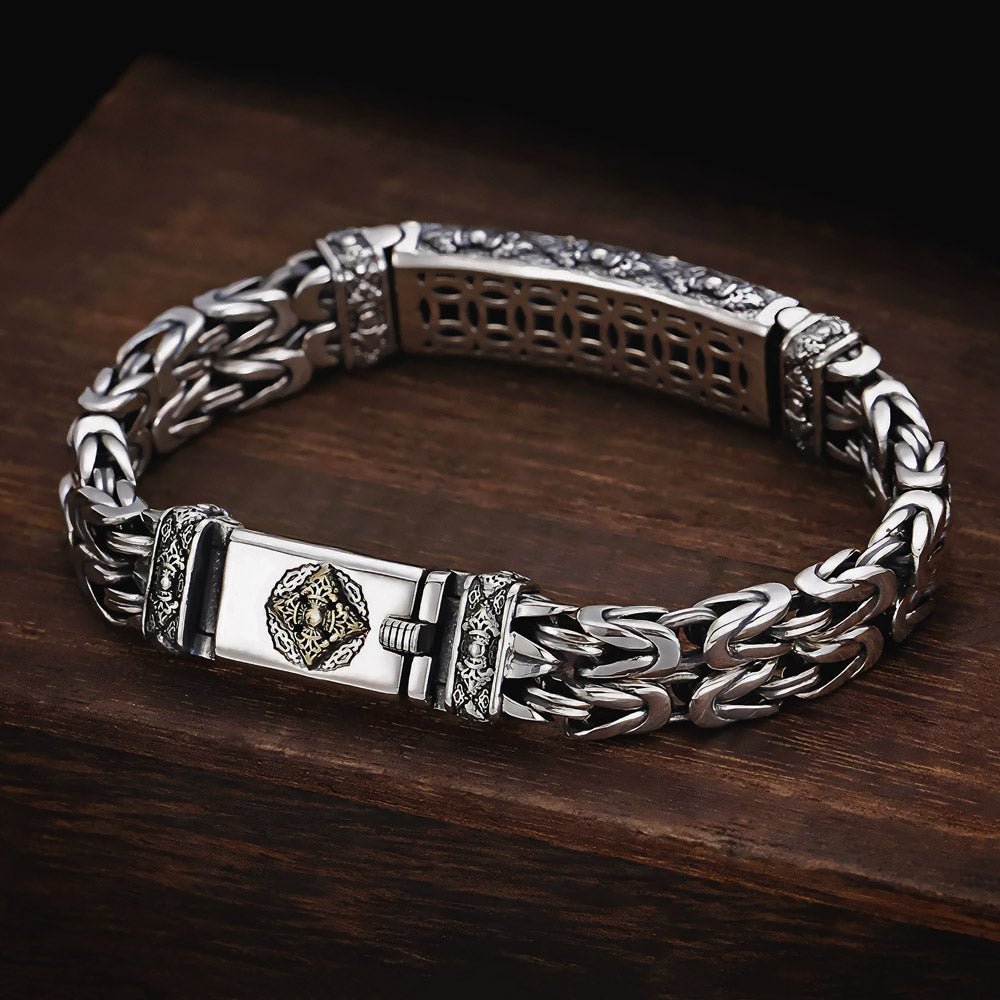 Poseidon - Bracelet en argent fait à la main à l'ancienne