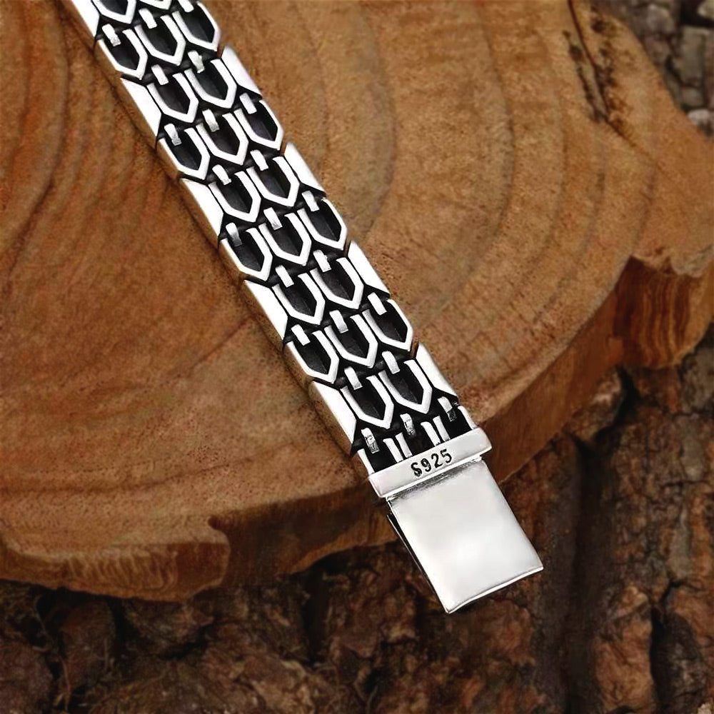 Ronatelli-Ruvo-925-Silver-Hexagonal-Honeycomb-Mens-Bracelet